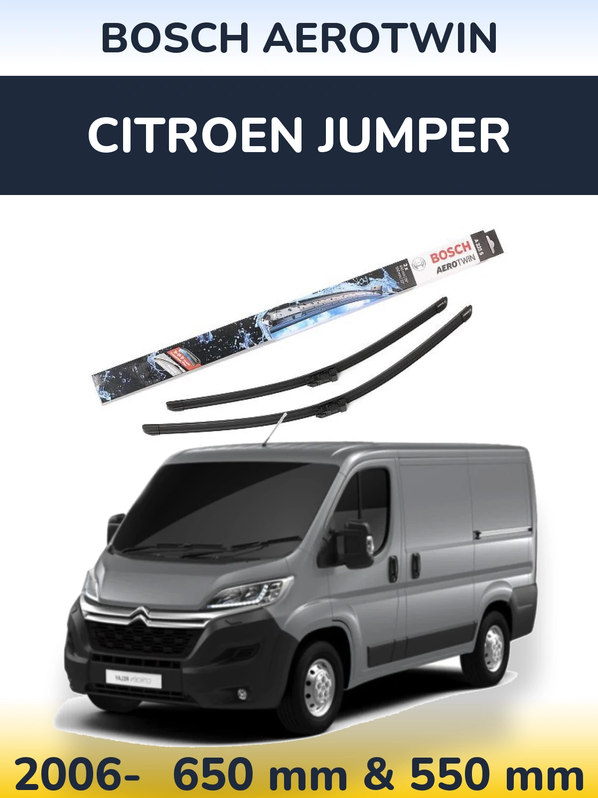 Sada předních stěračů BOSCH AeroTwin 650 a 550 mm pro Citroen Jumper 2006-2026