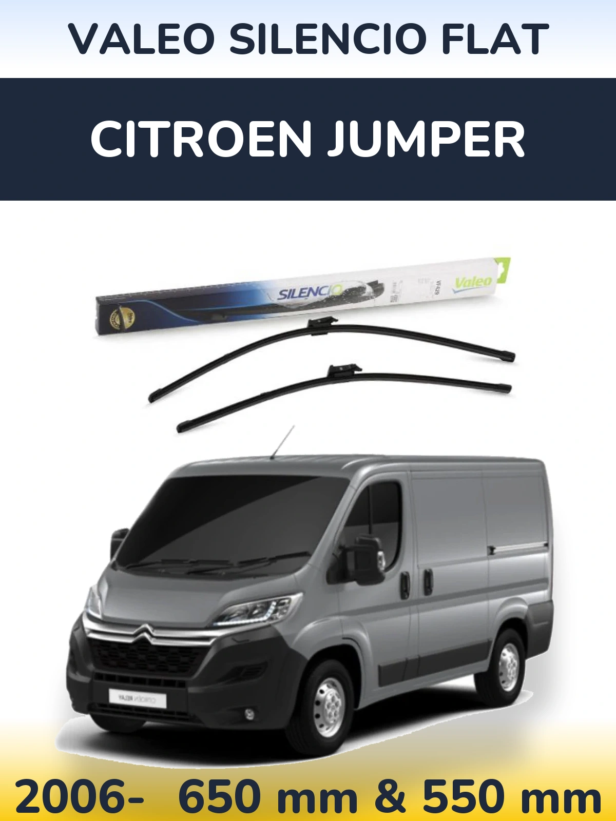 Комплект передніх щіток Valeo Silencio Flat 650 & 550 мм для Citroen Jumper 2006-2026