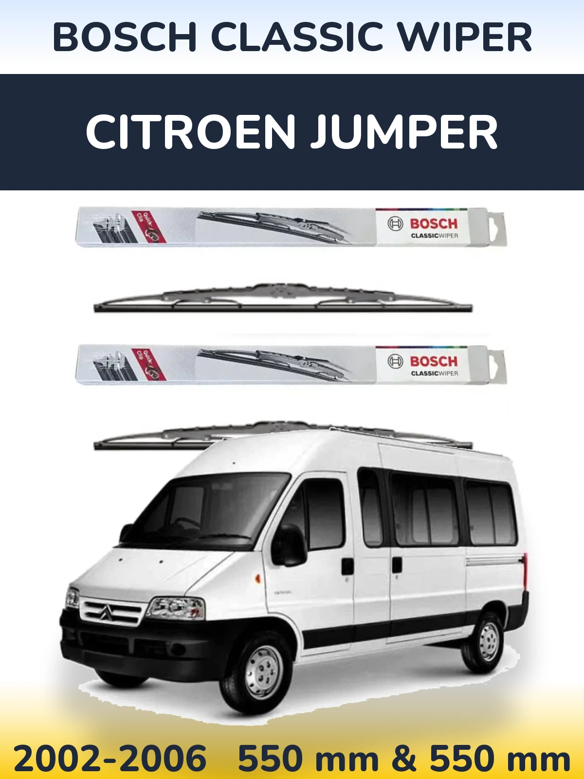 Sada předních stěračů BOSCH Classic Wiper 550 a 550 mm pro Citroen Jumper 2002-2006