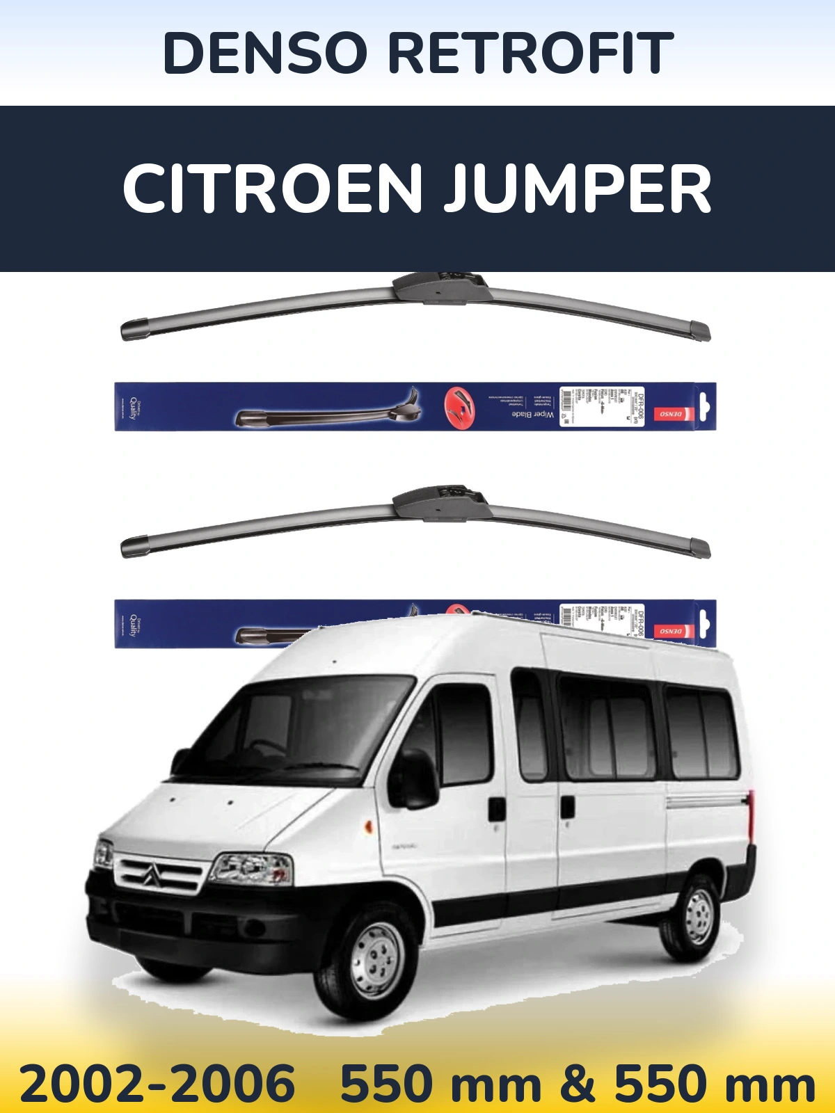 Sada předních stěračů Denso Retrofit 550 a 550 mm pro Citroen Jumper 2002-2006