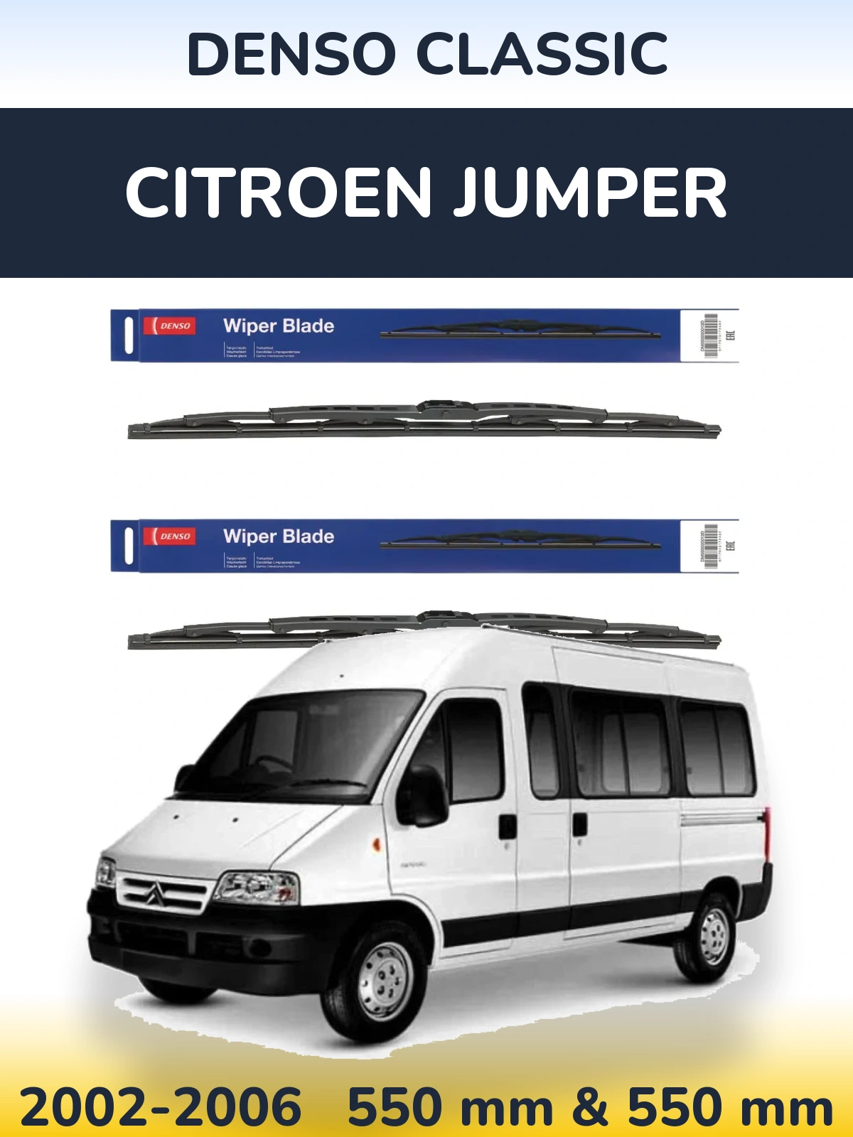 Sada předních stěračů Denso Classic 550 a 550 mm pro Citroen Jumper 2002-2006