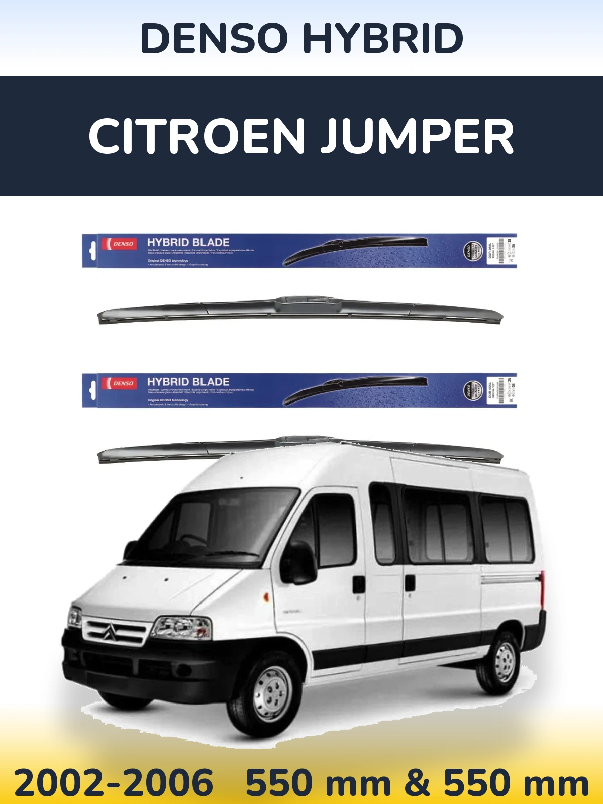 Sada předních stěračů Denso Hybrid 550 a 550 mm pro Citroen Jumper 2002-2006