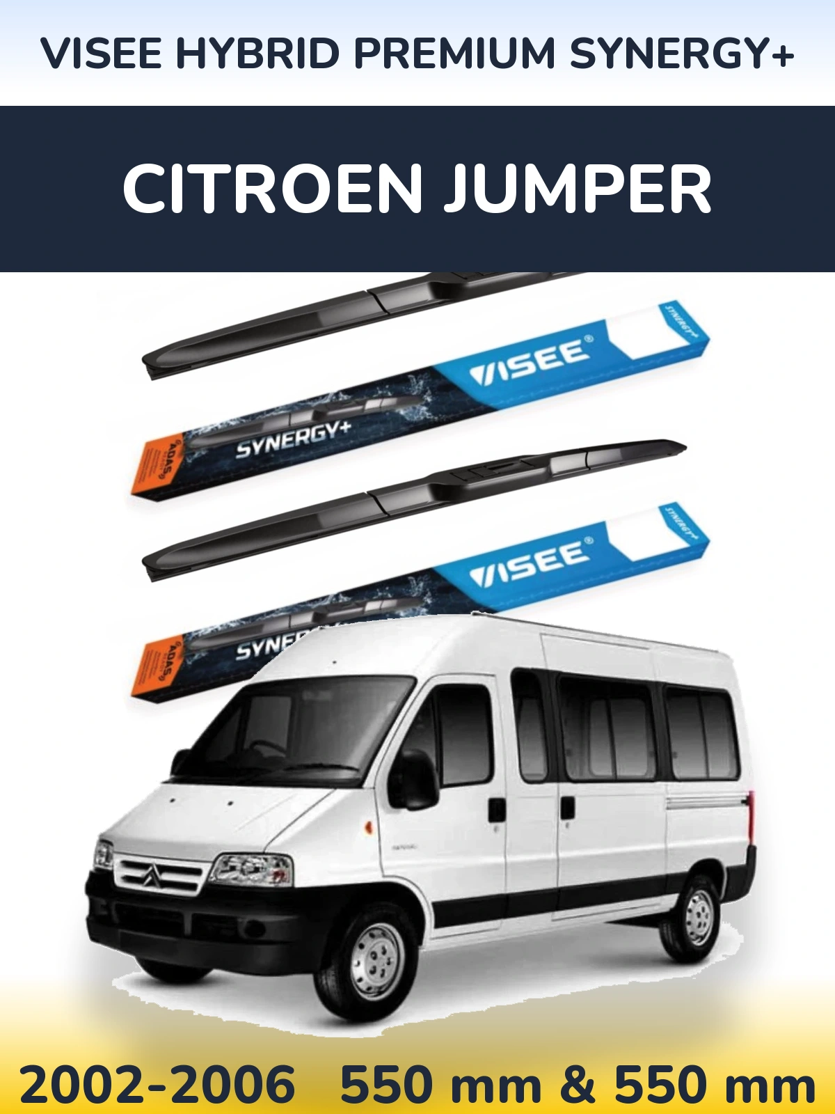 Sada předních stěračů VISEE HYBRID PREMIUM SYNERGY+ 550 a 550 mm pro Citroen Jumper 2002-2006
