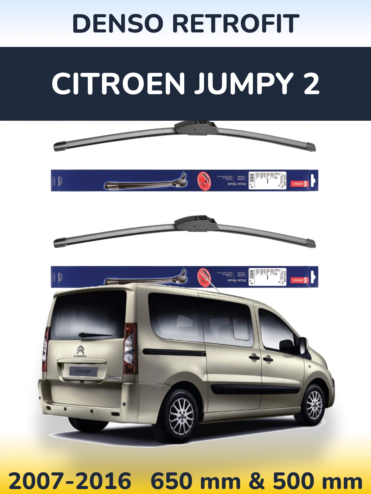 Sada předních stěračů Denso Retrofit 650 a 500 mm pro Citroen Jumpy 2 2007-2016