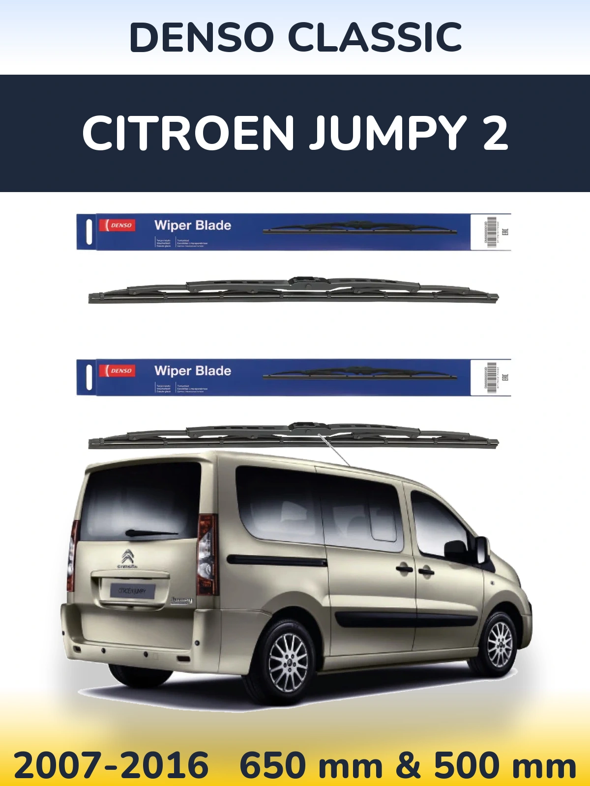 Sada předních stěračů Denso Classic 650 a 500 mm pro Citroen Jumpy 2 2007-2016