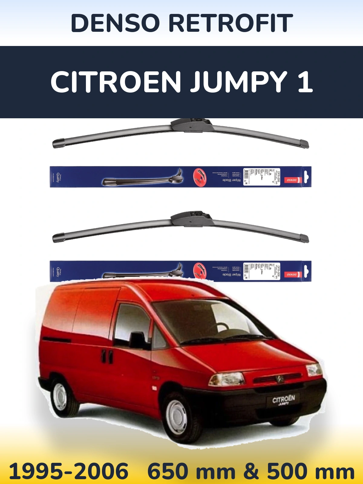 Sada předních stěračů Denso Retrofit 650 a 500 mm pro Citroen Jumpy 1 1995-2006