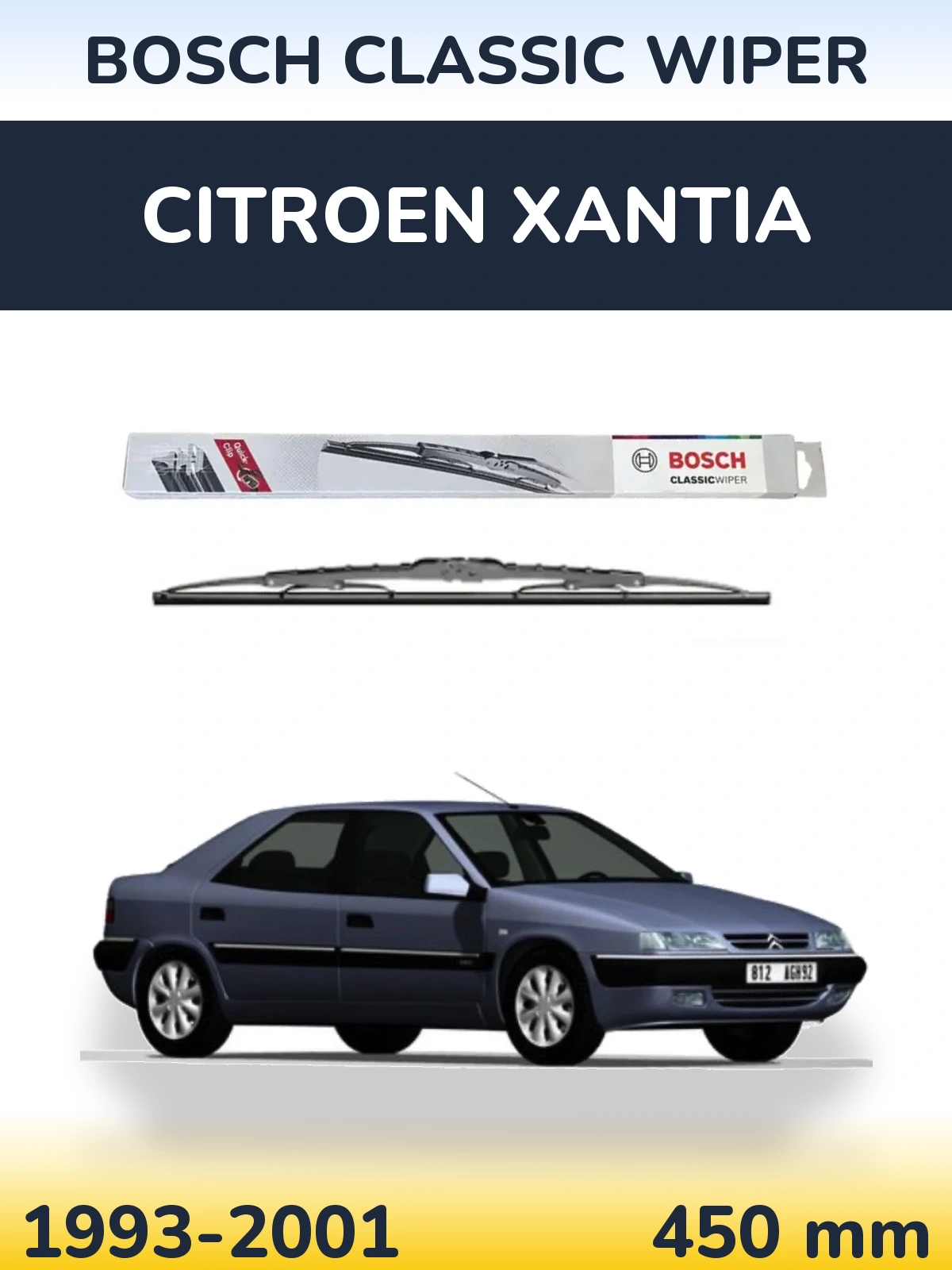 Zadní stěrač BOSCH Classic Wiper 450 mm pro Citroen Xantia 1993-2001