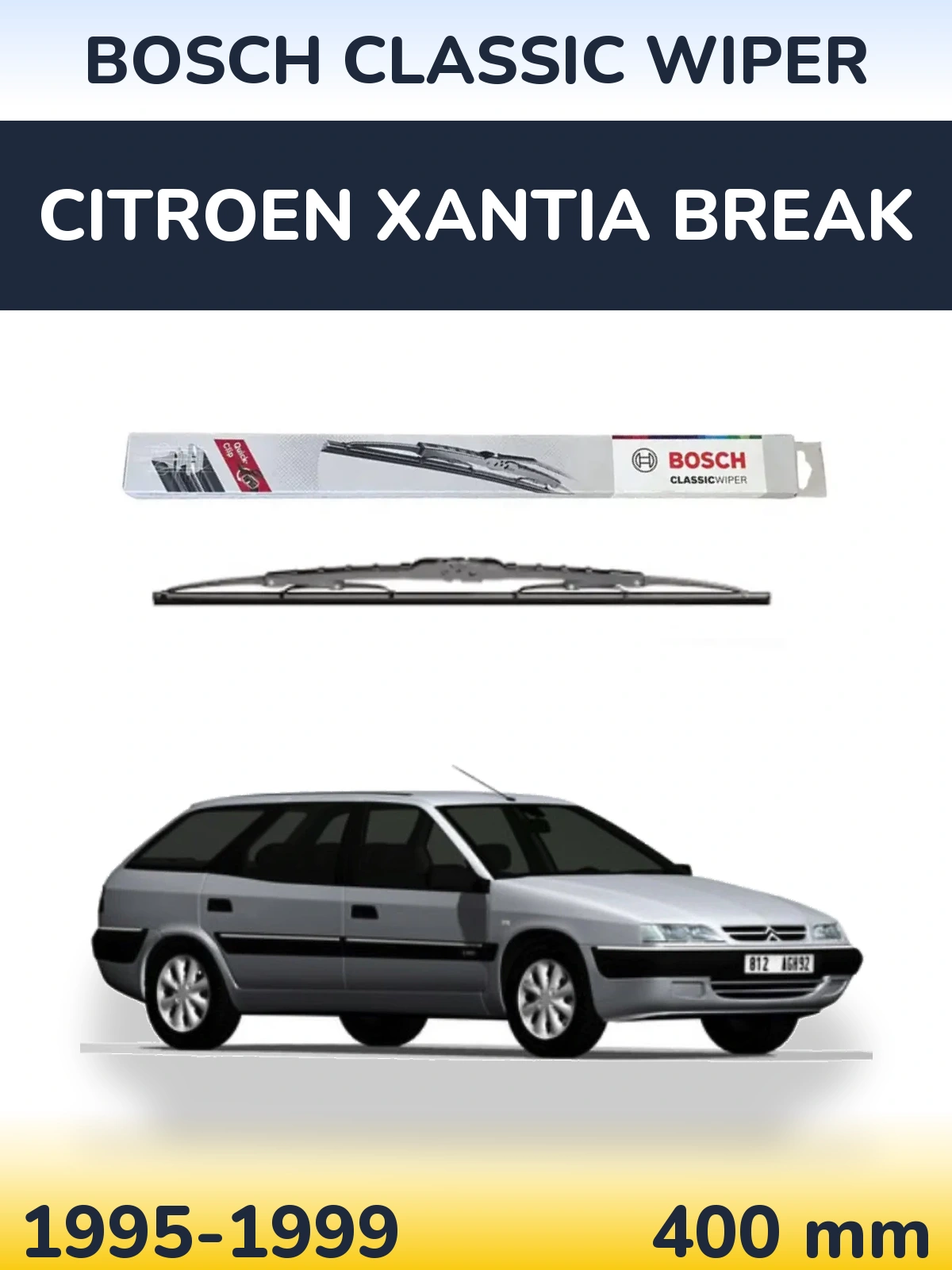 Zadní stěrač BOSCH Classic Wiper 400 mm pro Citroen Xantia Break 1995-1999