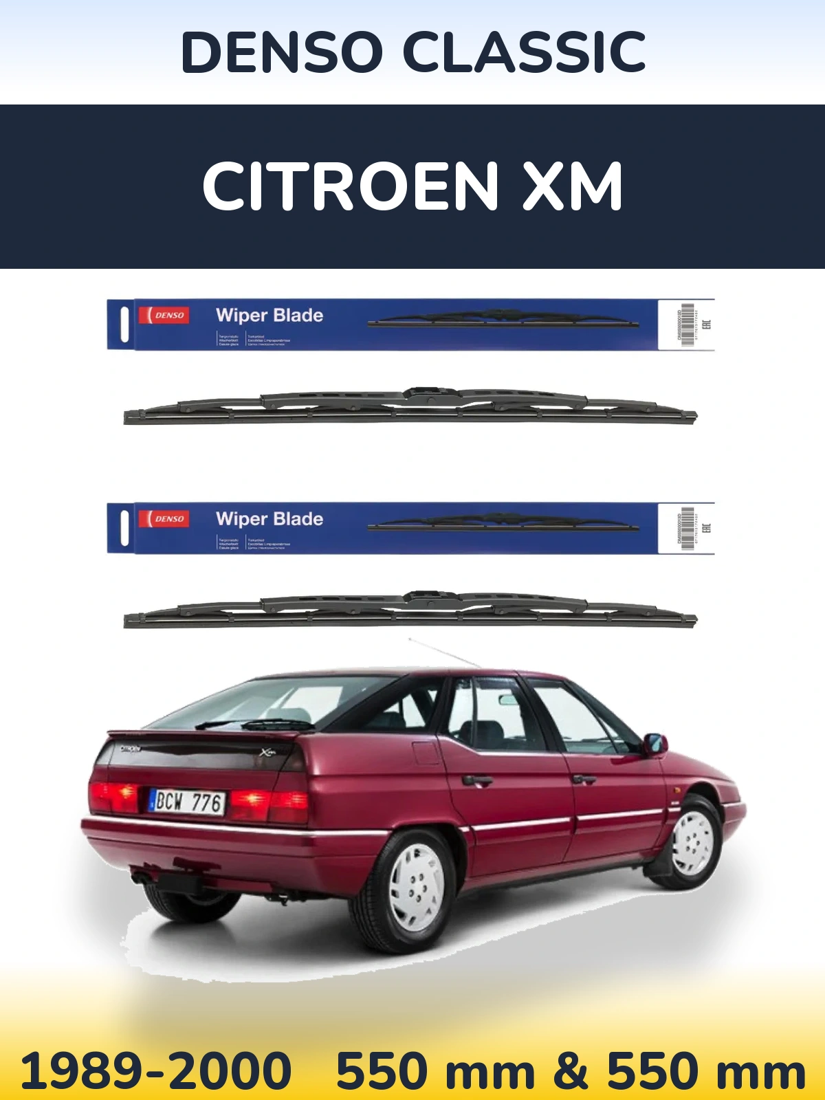 Комплект передних дворников Denso Classic 550 & 550 мм для Citroen XM 1989-2000
