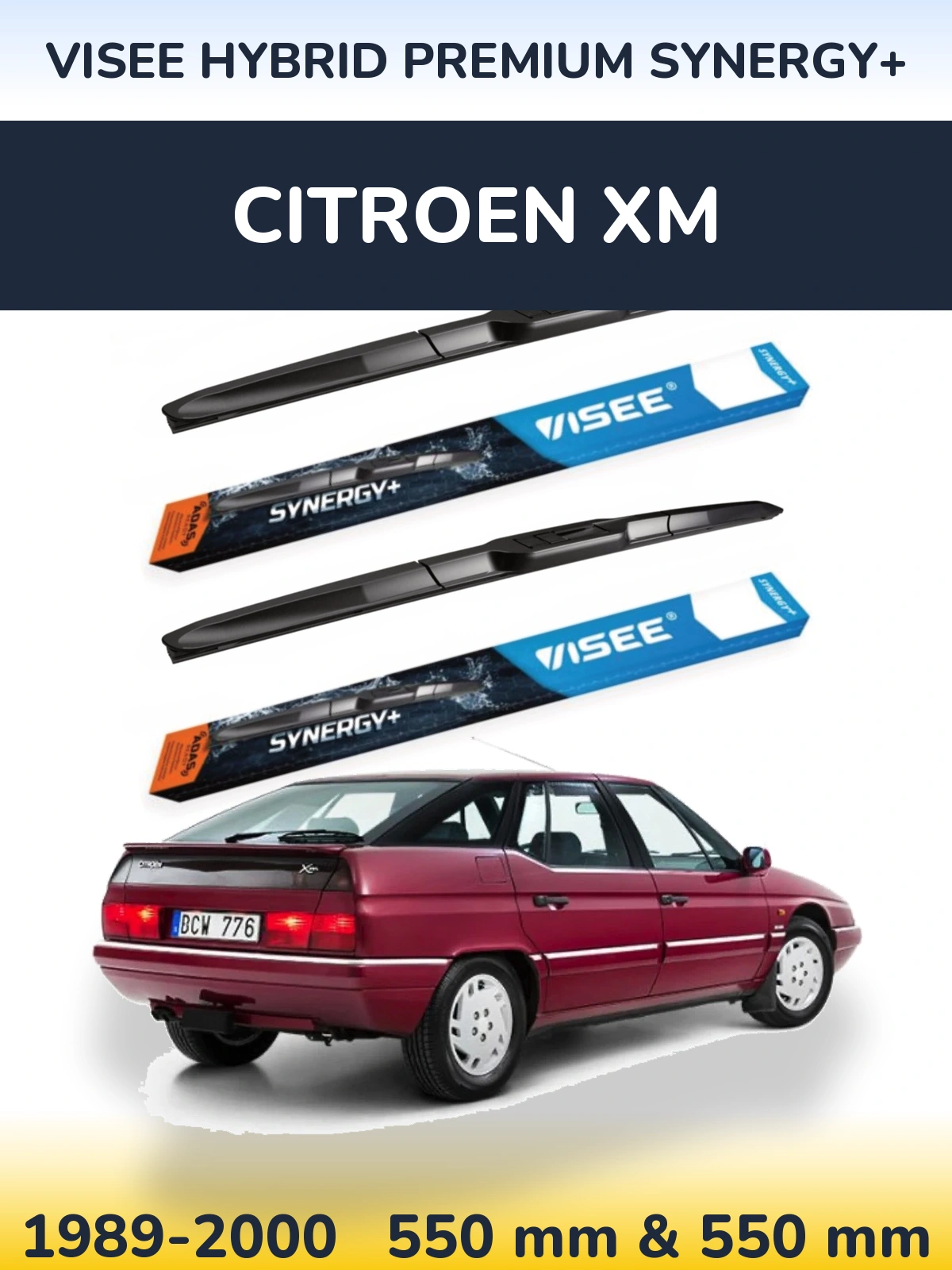 Sada předních stěračů VISEE HYBRID PREMIUM SYNERGY+ 550 a 550 mm pro Citroen XM 1989-2000