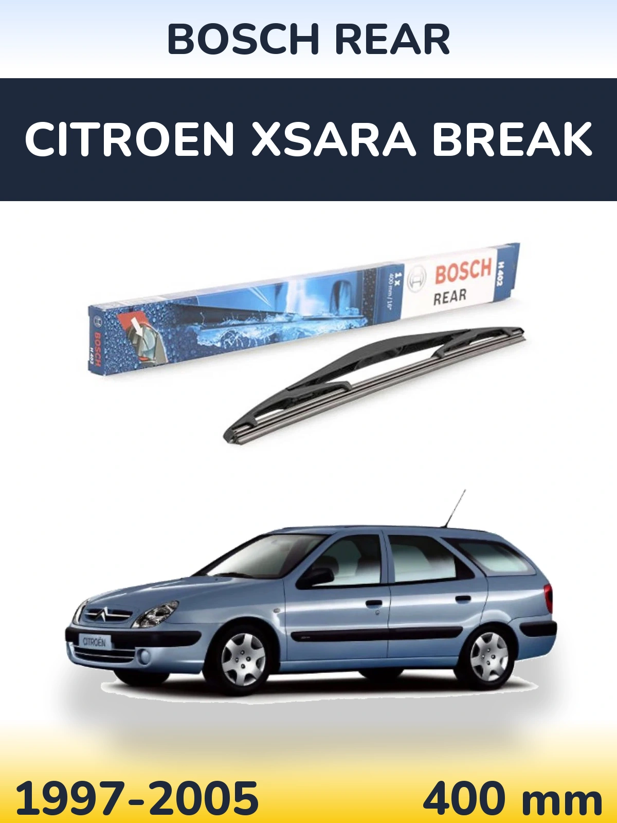 Zadní stěrač BOSCH Rear 400 mm pro Citroen Xsara Break 1997-2005