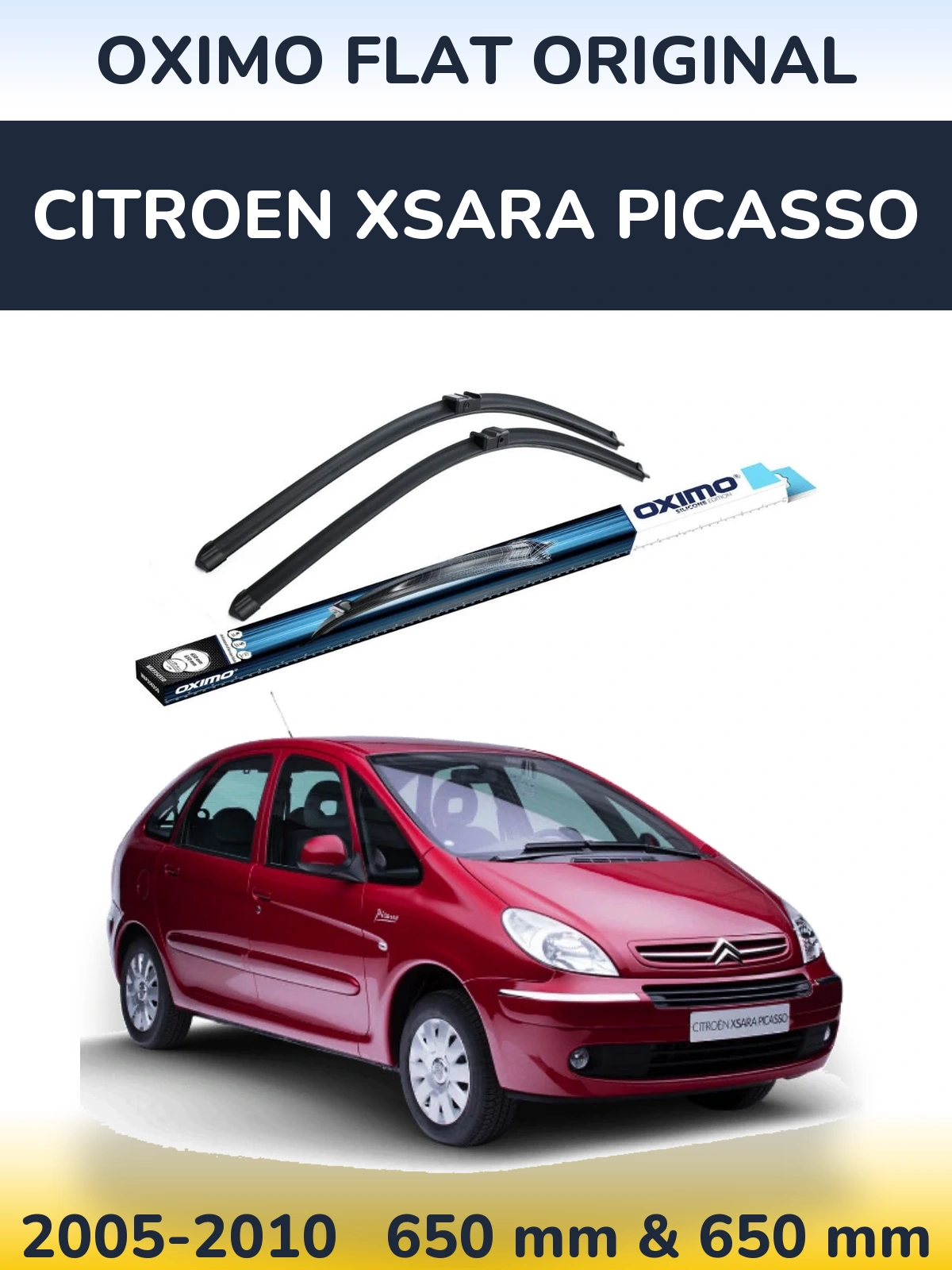 Комплект передніх щіток Oximo Flat Original 650 & 650 мм для Citroen Xsara Picasso 2005-2010