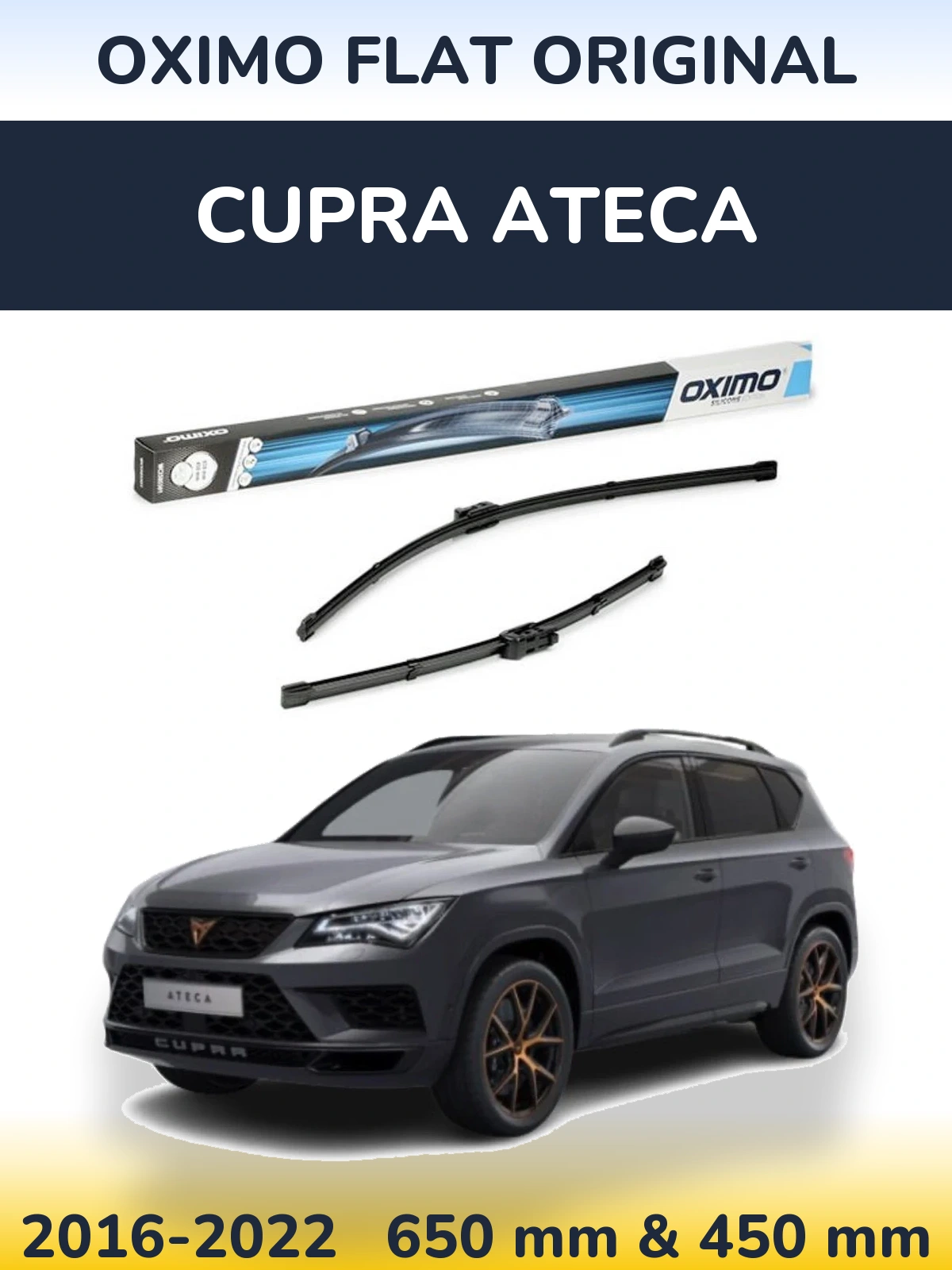 Sada předních stěračů Oximo Flat Original 650 a 450 mm pro Cupra Ateca 2016-2022