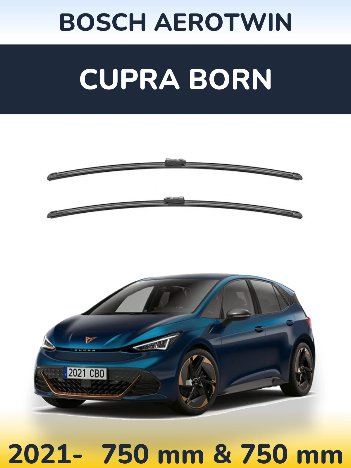 Sada předních stěračů BOSCH AeroTwin 750 a 750 mm pro Cupra Born 2021-2026