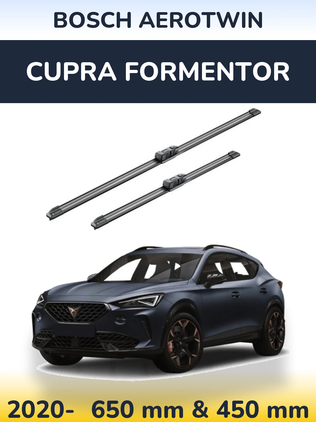 Sada předních stěračů BOSCH AeroTwin 650 a 450 mm pro Cupra Formentor 2020-2026