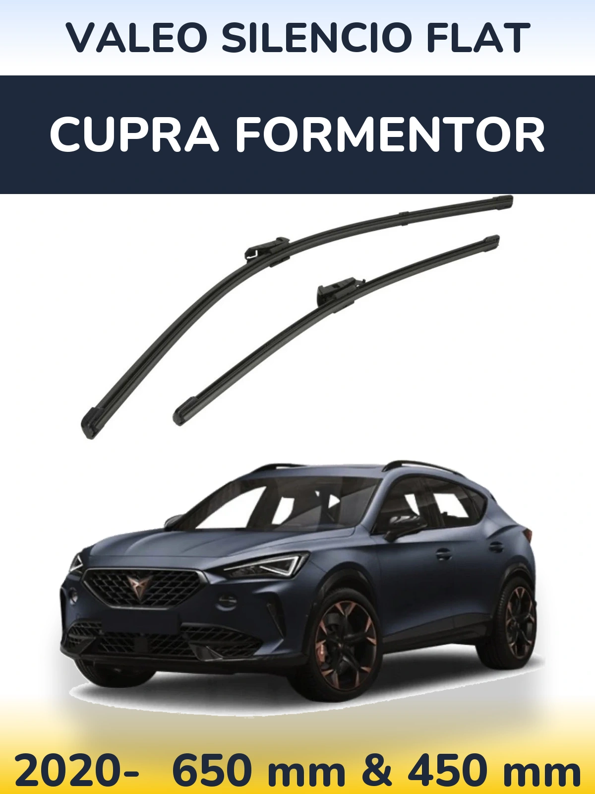 Sada předních stěračů Valeo Silencio Flat 650 a 450 mm pro Cupra Formentor 2020-2026