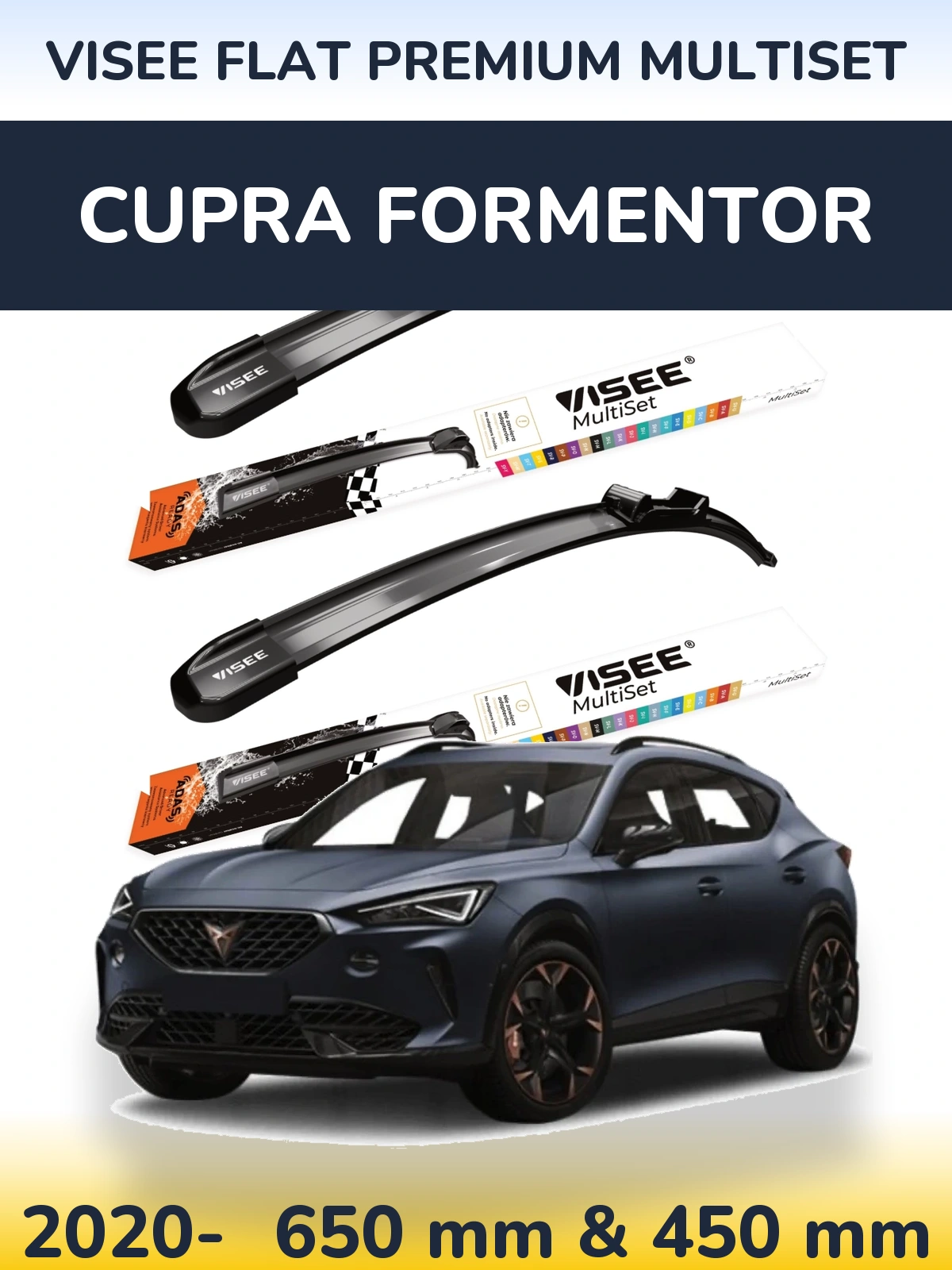 Sada předních stěračů VISEE FLAT PREMIUM MultiSet 650 a 450 mm pro Cupra Formentor 2020-2026