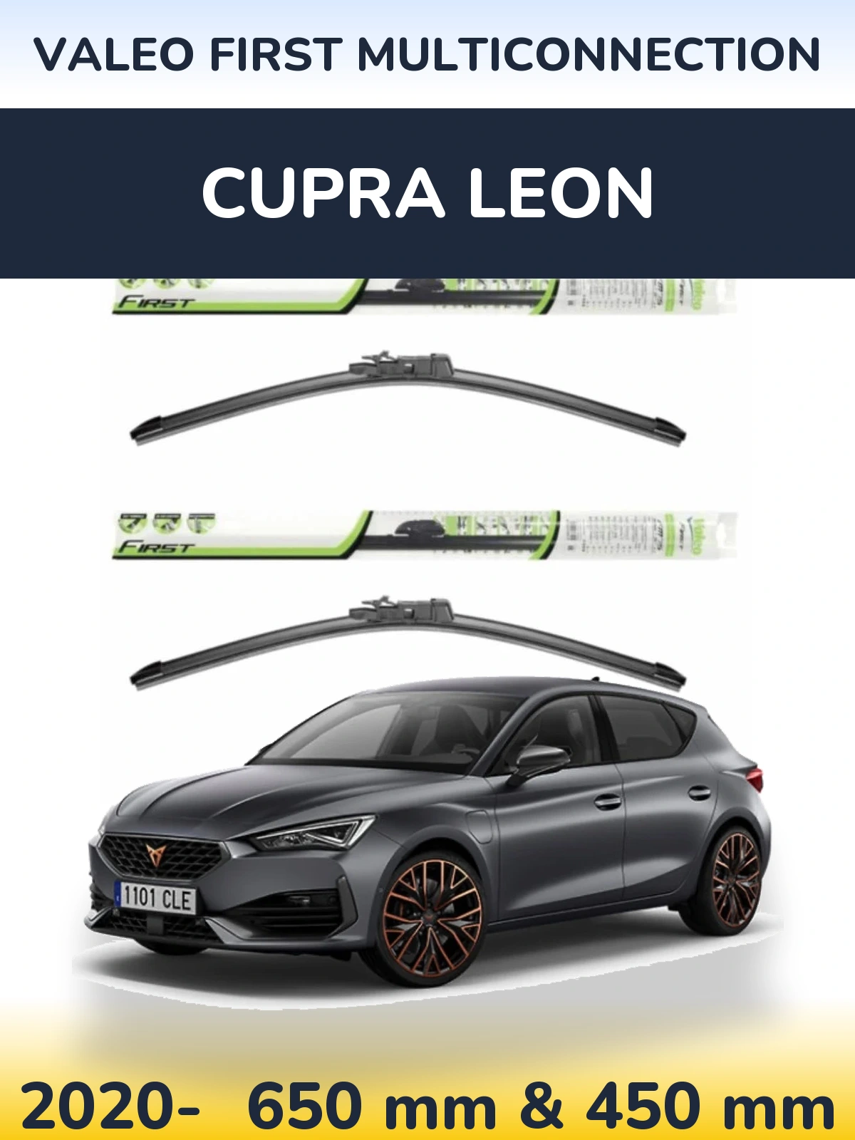 Комплект передніх щіток Valeo First MultiConnection 650 & 450 мм для Cupra Leon 2020-2026