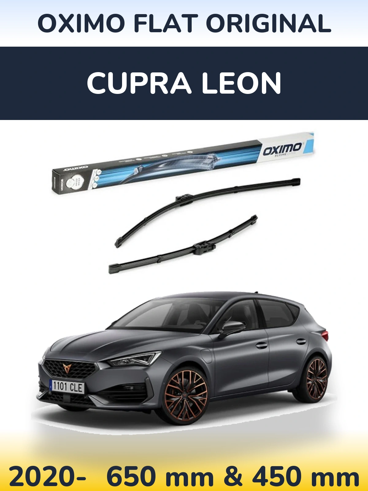 Sada předních stěračů Oximo Flat Original 650 a 450 mm pro Cupra Leon 2020-2026