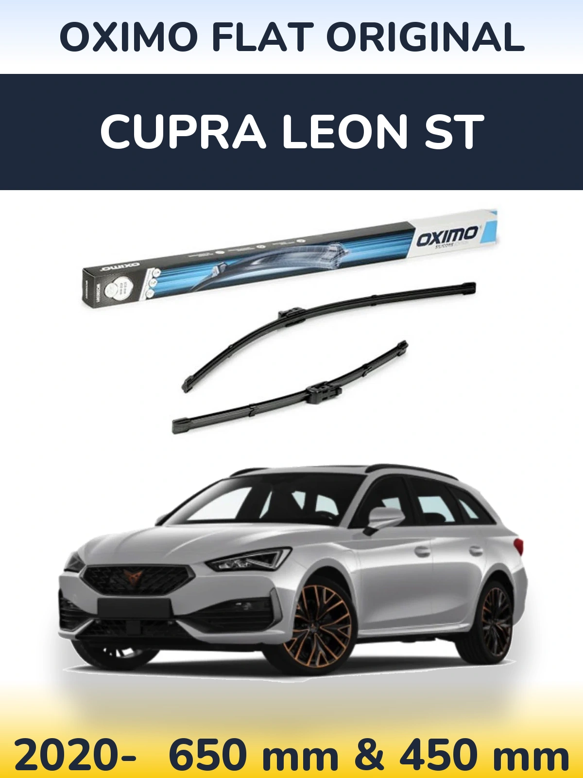 Sada předních stěračů Oximo Flat Original 650 a 450 mm pro Cupra Leon ST 2020-2026