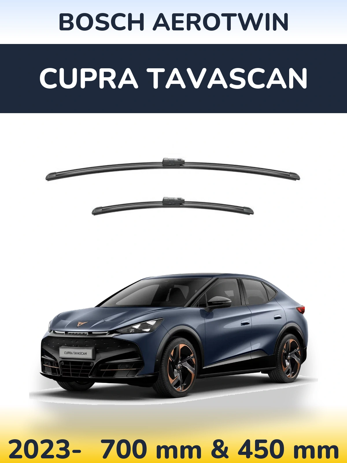 Sada předních stěračů BOSCH AeroTwin 700 a 450 mm pro Cupra Tavascan 2023-2026