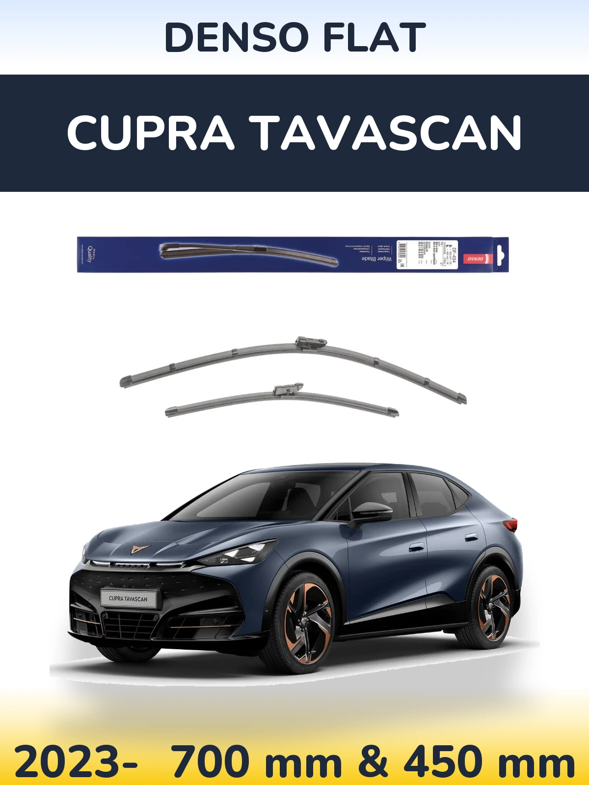 Sada předních stěračů Denso Flat 700 a 450 mm pro Cupra Tavascan 2023-2026