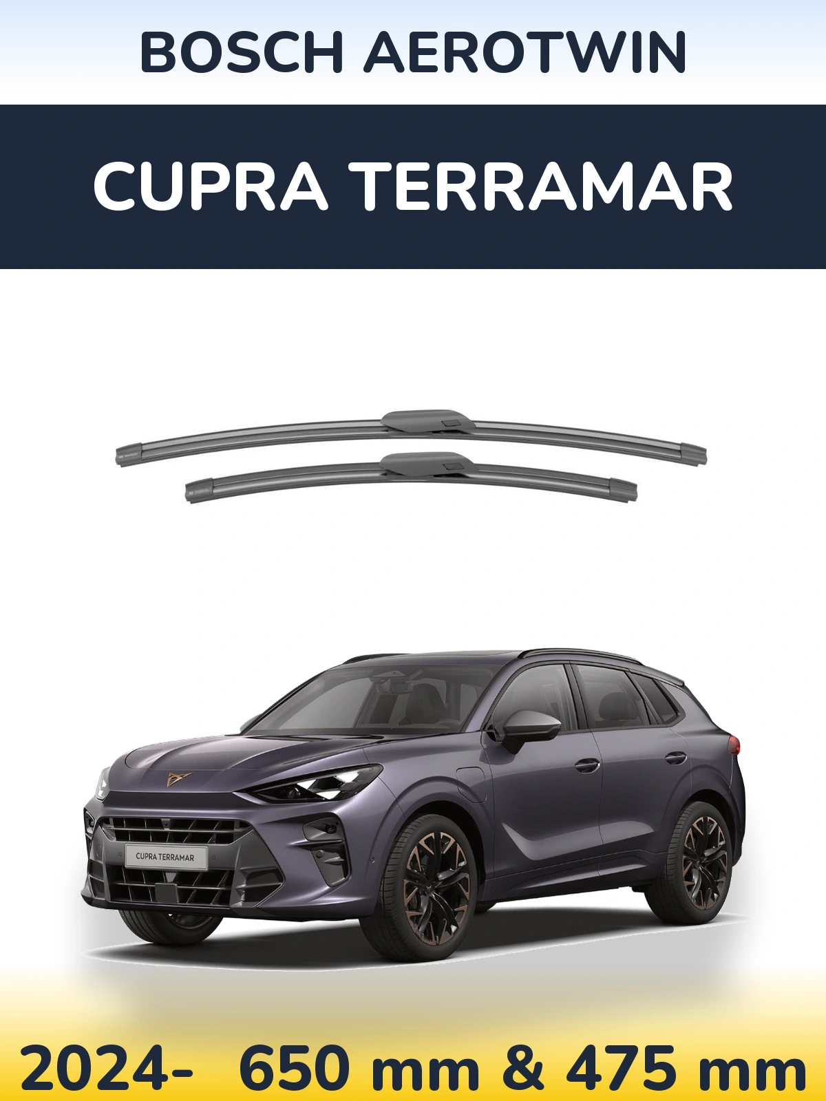 Sada předních stěračů BOSCH AeroTwin 650 a 475 mm pro Cupra Terramar 2024-2026