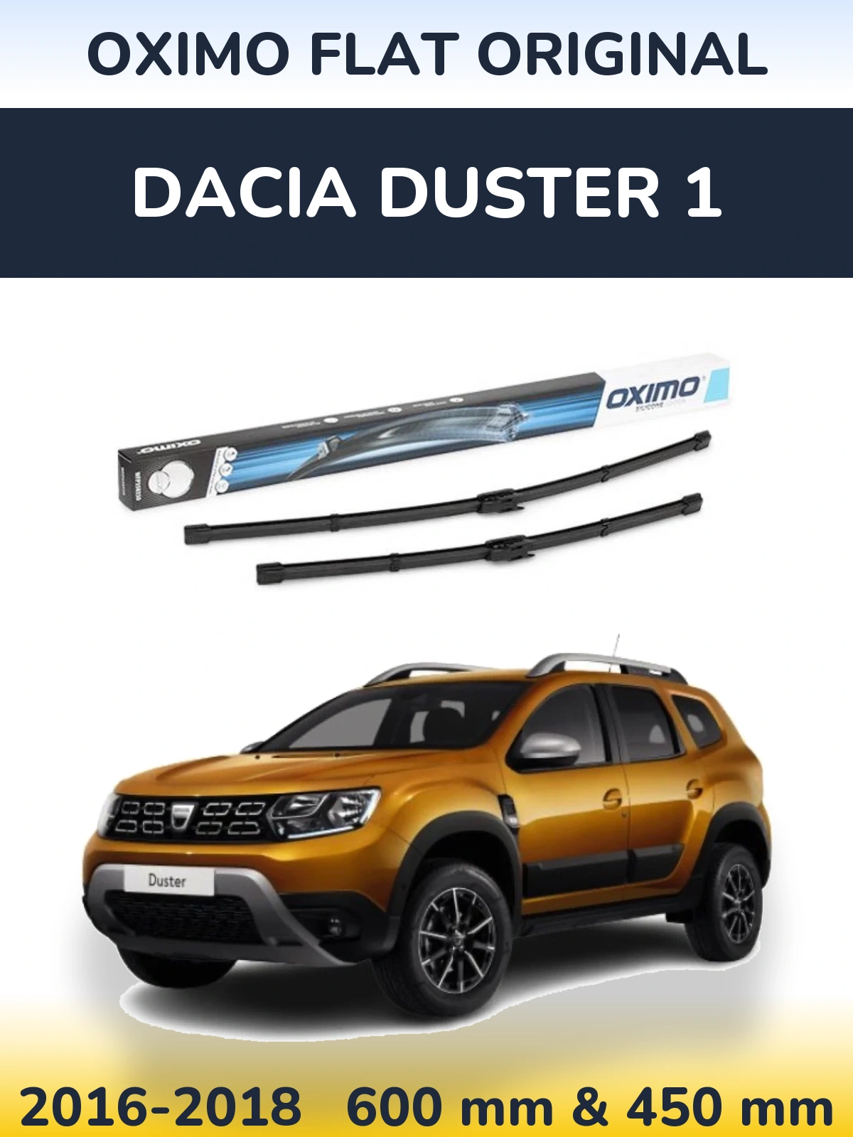 Sada předních stěračů Oximo Flat Original 600 a 450 mm pro Dacia Duster 1 2016-2018