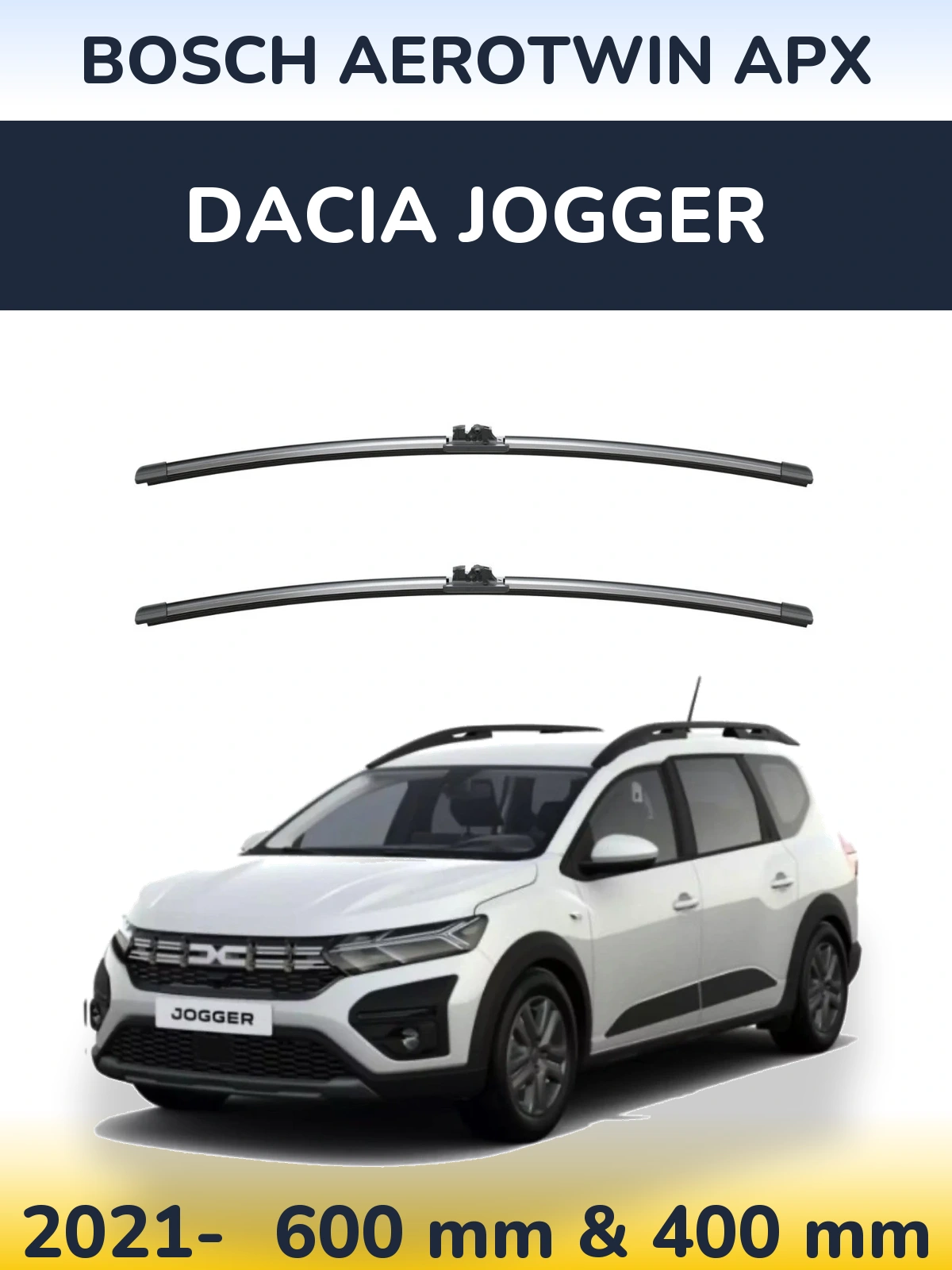Комплект передніх щіток BOSCH AeroTwin APX 600 & 400 мм для Dacia Jogger 2021-2026
