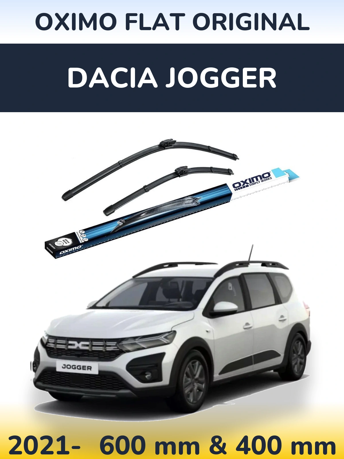 Комплект передніх щіток Oximo Flat Original 600 & 400 мм для Dacia Jogger 2021-2026