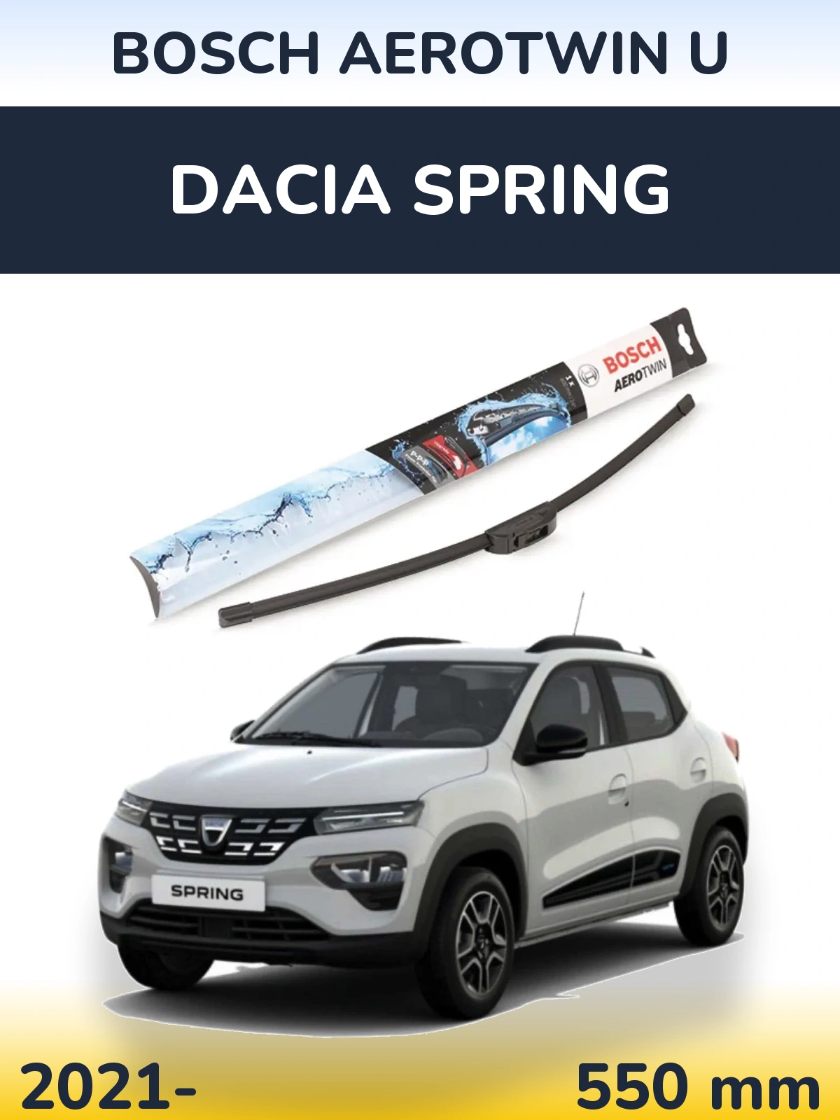 Передня щітка BOSCH AeroTwin U 550 мм для Dacia Spring 2021-2026