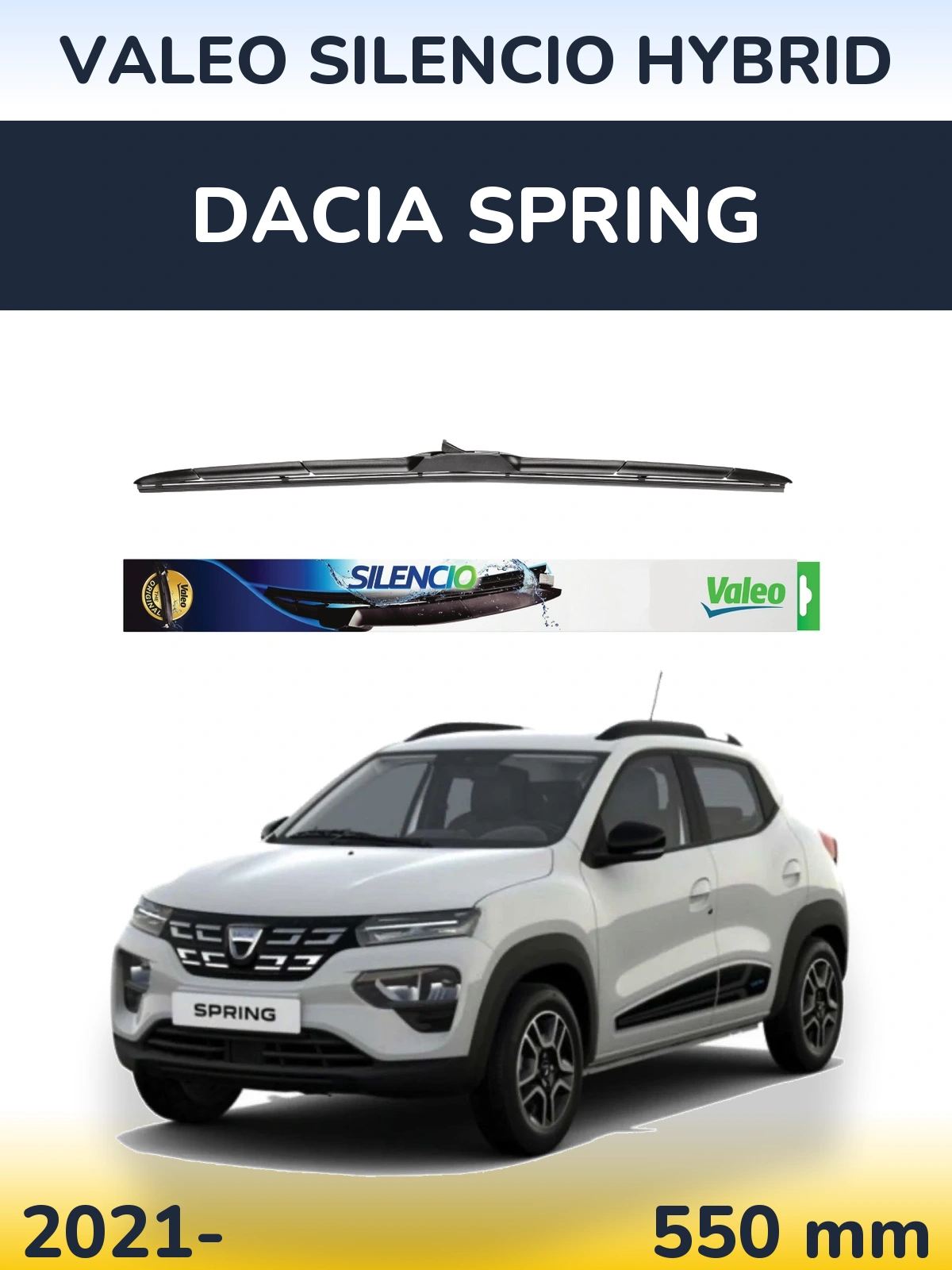 Přední stěrač Valeo Silencio Hybrid 550 mm pro Dacia Spring 2021-2026