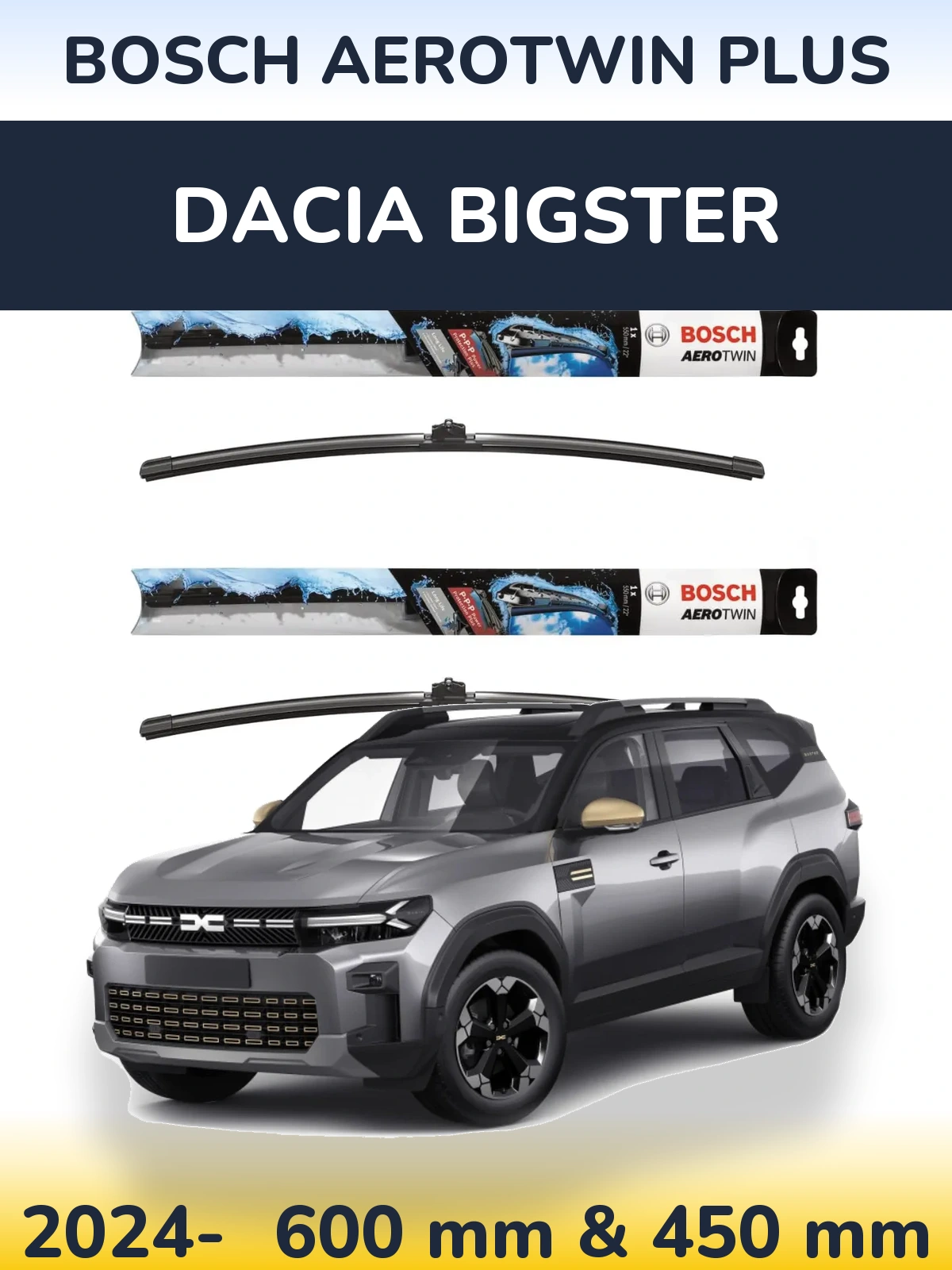 Sada předních stěračů BOSCH AeroTwin Plus 600 a 450 mm pro Dacia Bigster 2024-2026