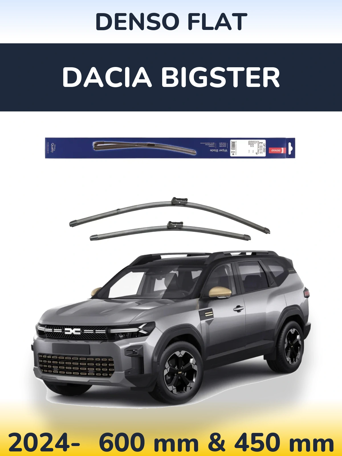 Sada předních stěračů Denso Flat 600 a 450 mm pro Dacia Bigster 2024-2026
