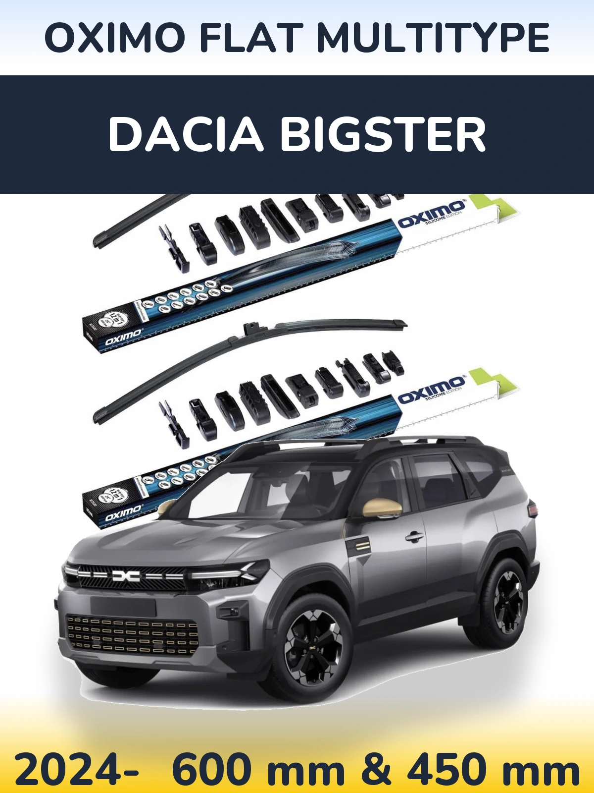 Sada předních stěračů Oximo Flat MultiType 600 a 450 mm pro Dacia Bigster 2024-2026