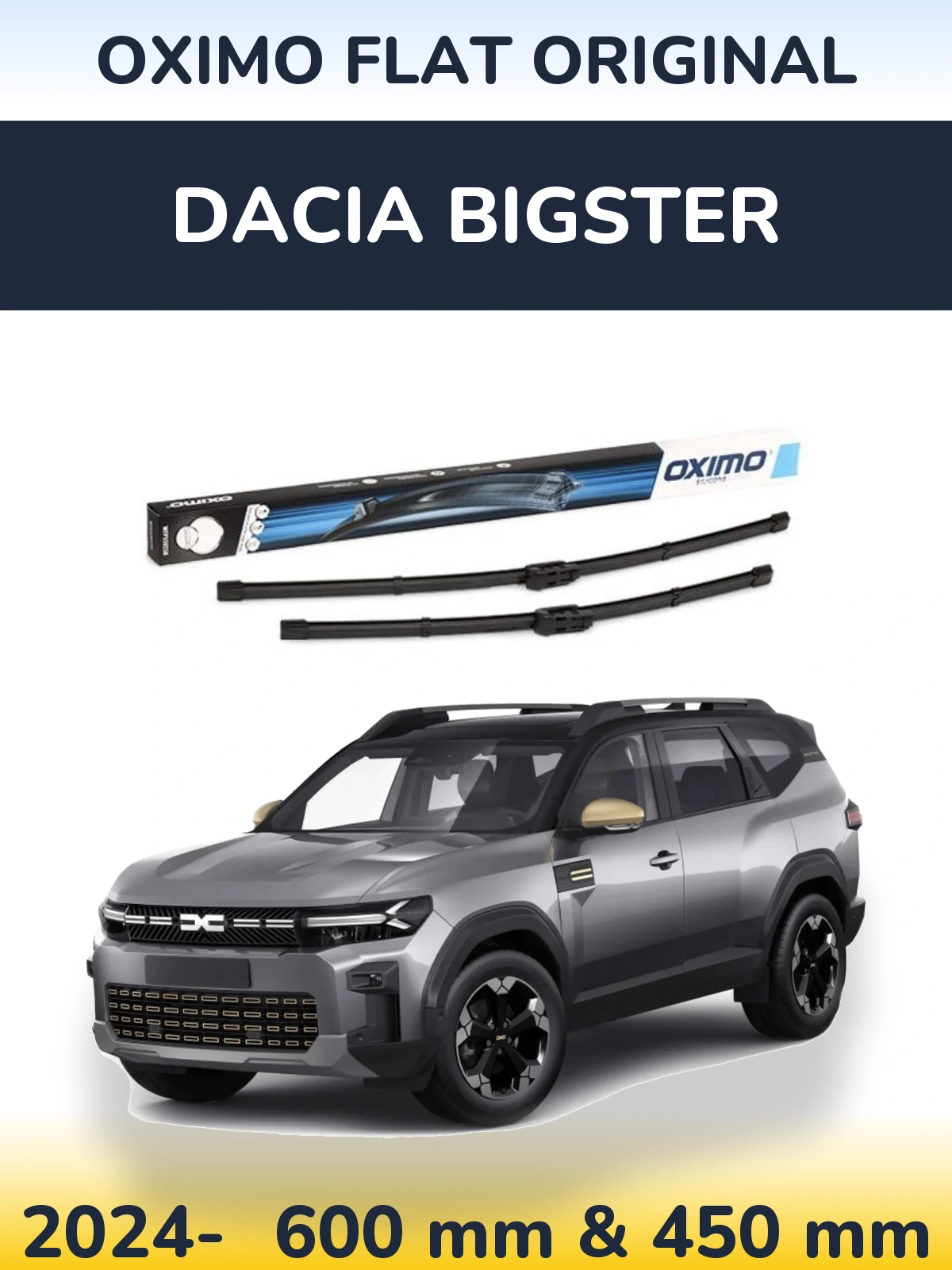 Sada předních stěračů Oximo Flat Original 600 a 450 mm pro Dacia Bigster 2024-2026