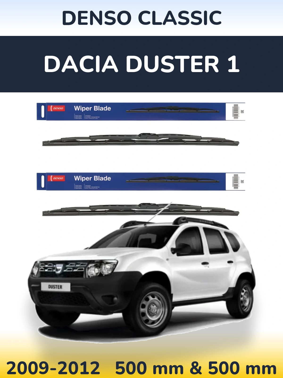 Sada předních stěračů Denso Classic 500 a 500 mm pro Dacia Duster 1 2009-2012