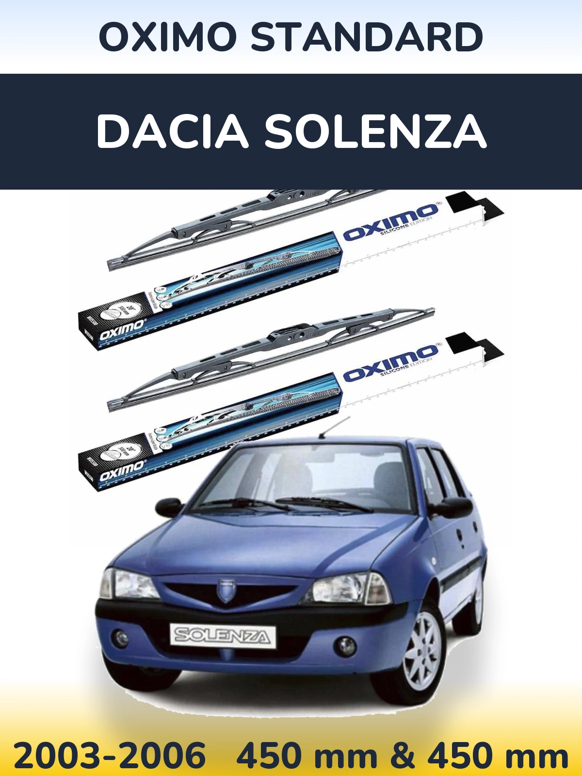Sada předních stěračů Oximo Standard 450 a 450 mm pro Dacia Solenza 2003-2006
