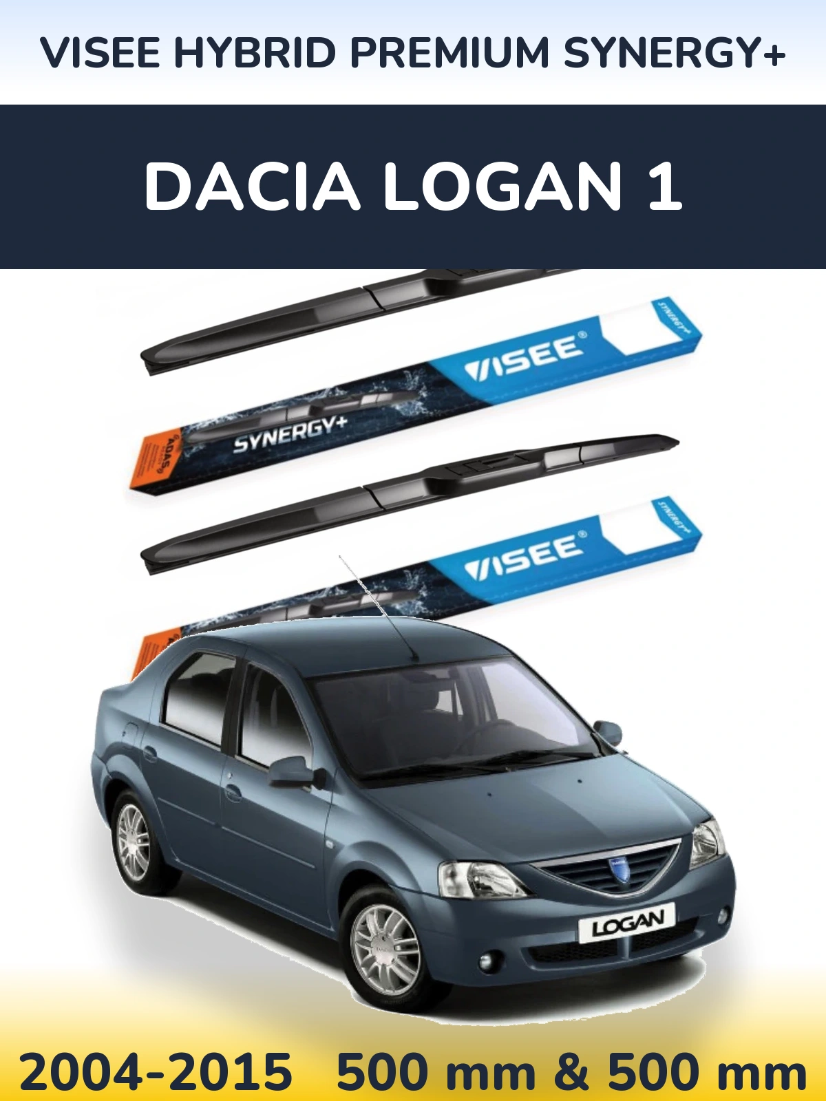 Sada předních stěračů VISEE HYBRID PREMIUM SYNERGY+ 500 a 500 mm pro Dacia Logan 1 2004-2015