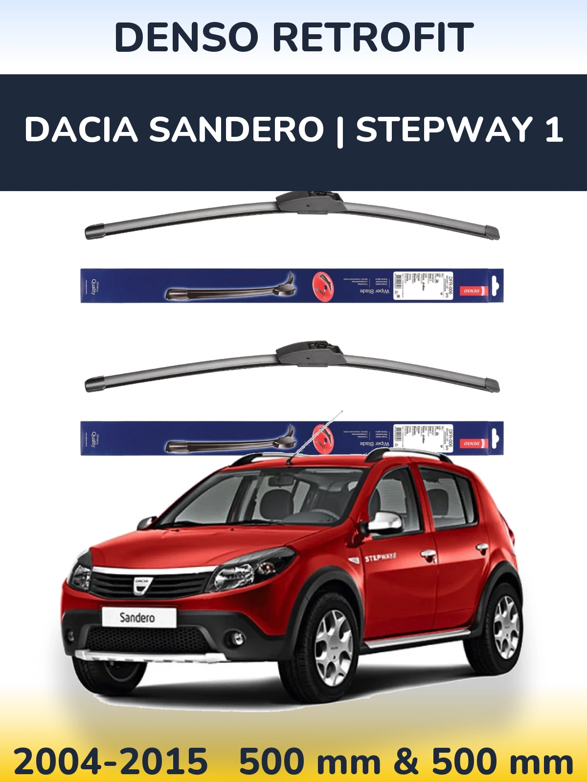 Sada předních stěračů Denso Retrofit 500 a 500 mm pro Dacia Sandero | Stepway 1 2004-2015