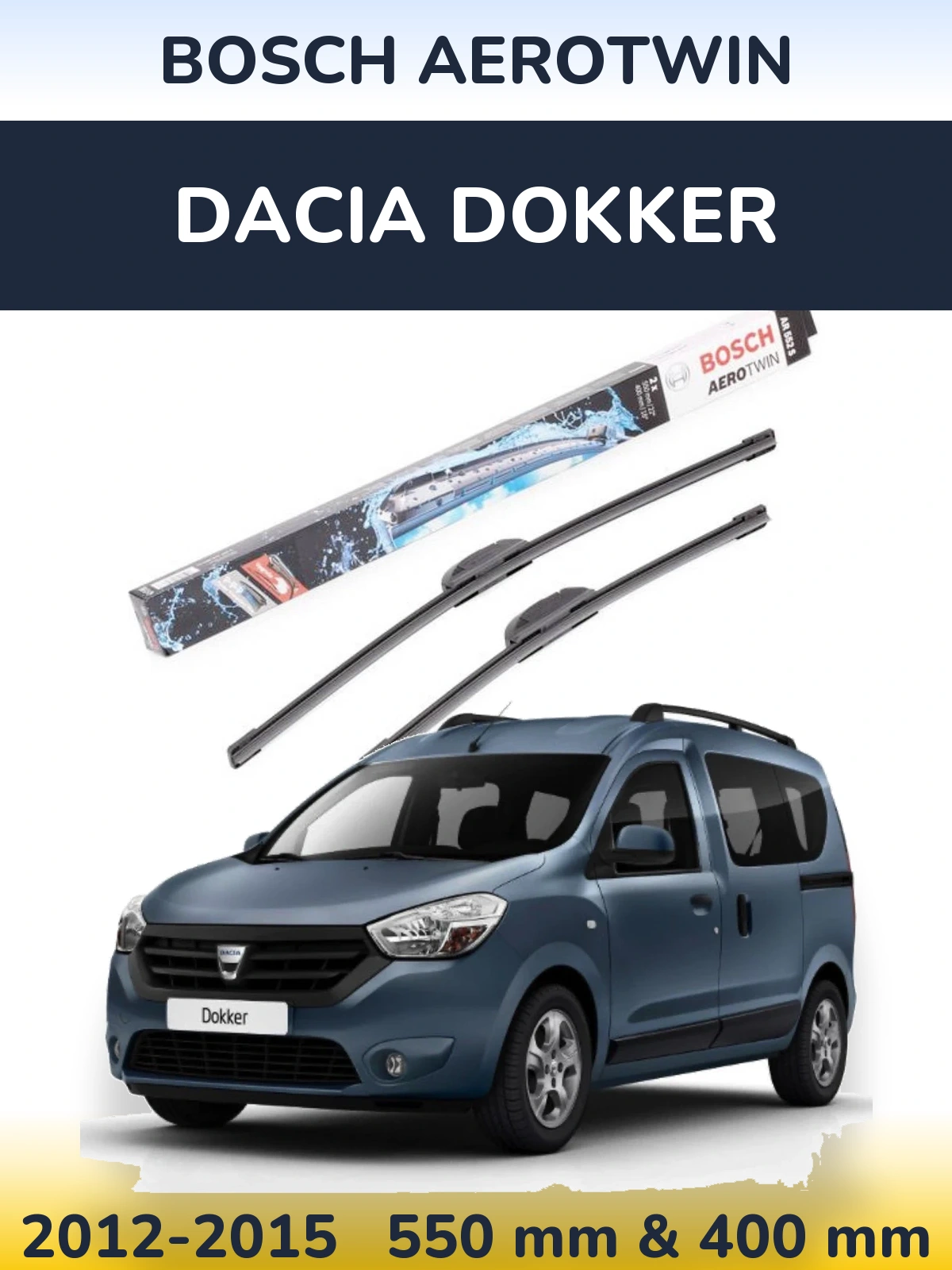 Комплект передніх щіток BOSCH AeroTwin 550 & 400 мм для Dacia Dokker 2012-2015