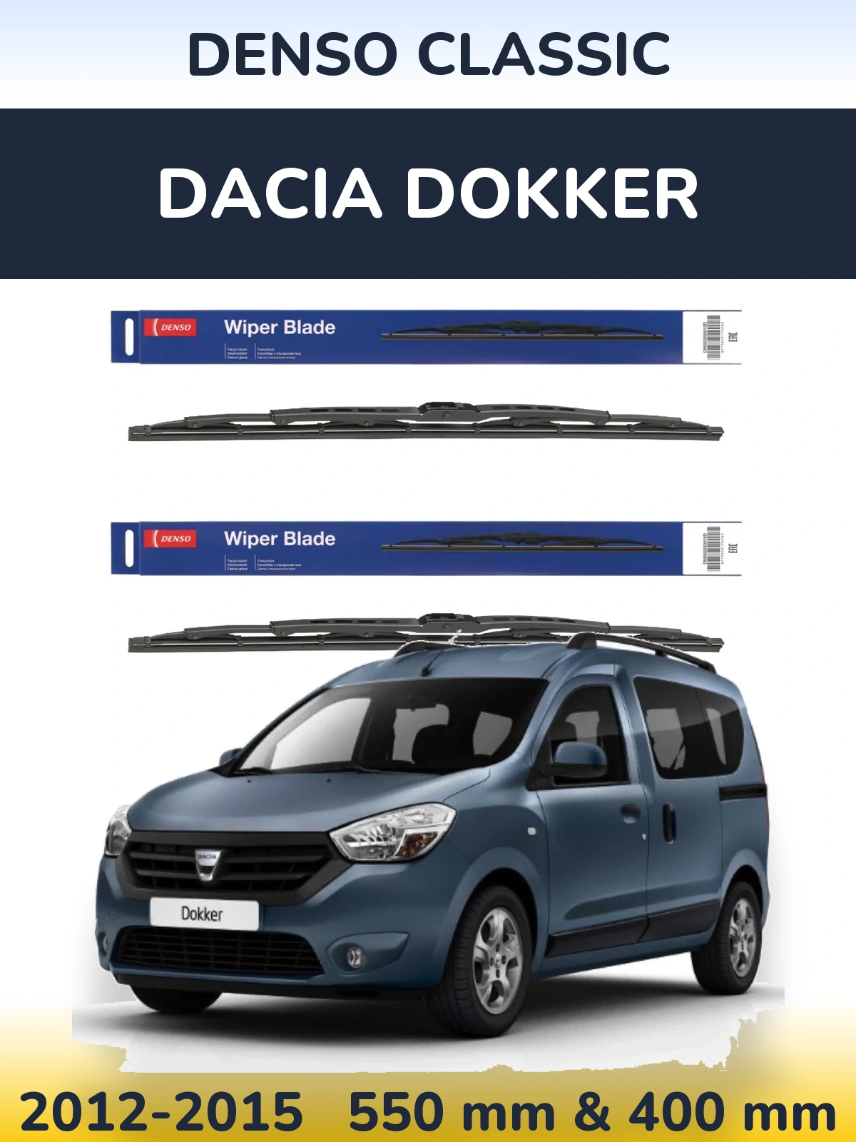 Sada předních stěračů Denso Classic 550 a 400 mm pro Dacia Dokker 2012-2015