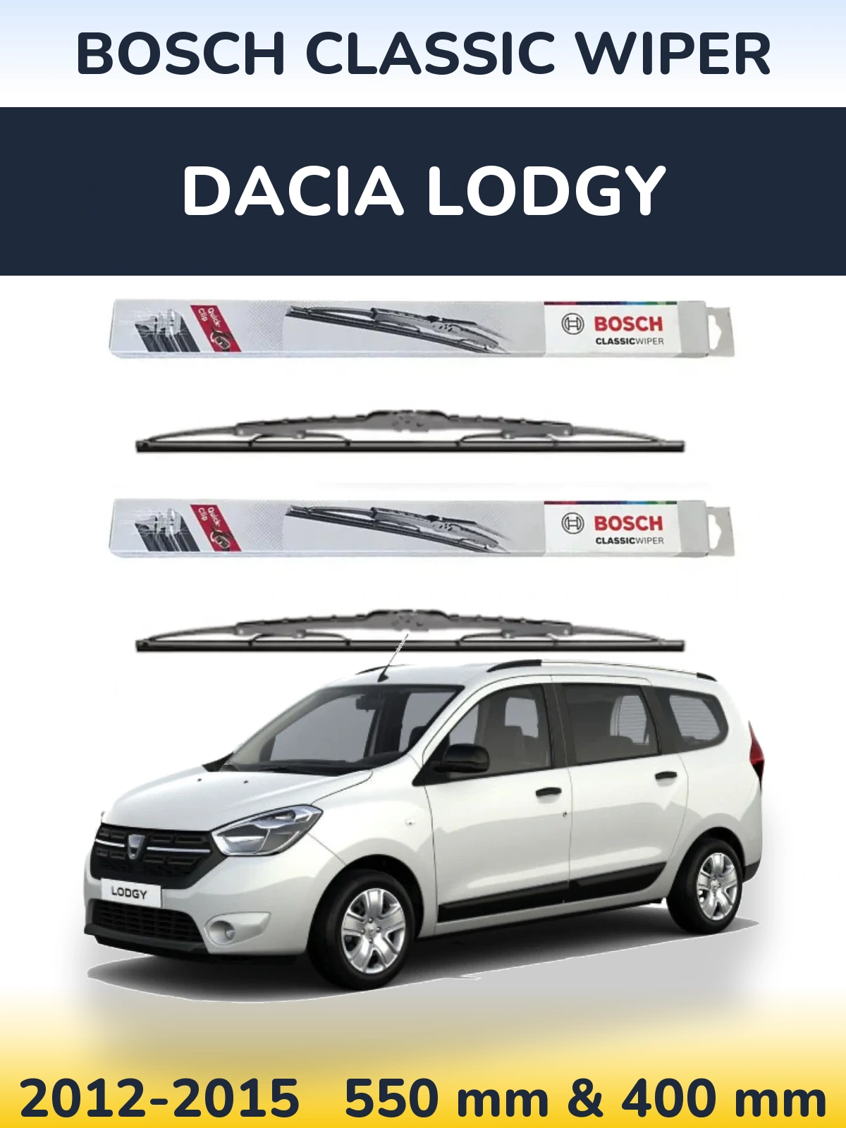 Sada předních stěračů BOSCH Classic Wiper 550 a 400 mm pro Dacia Lodgy 2012-2015