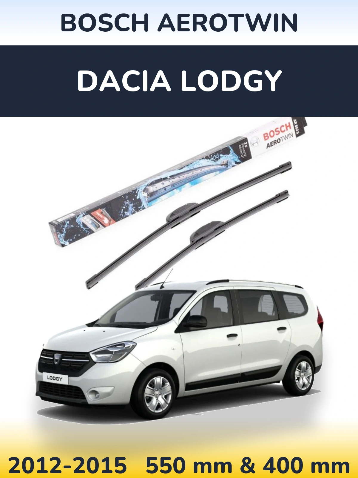 Sada předních stěračů BOSCH AeroTwin 550 a 400 mm pro Dacia Lodgy 2012-2015
