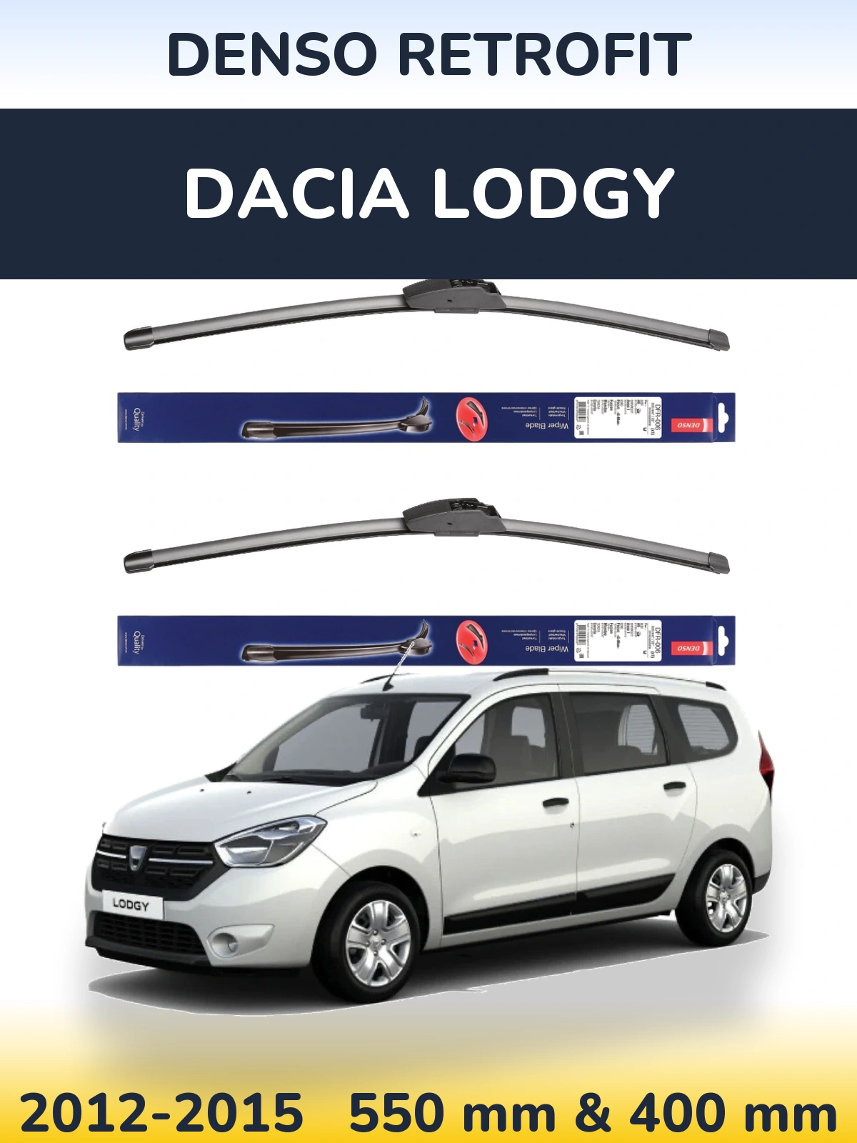 Sada předních stěračů Denso Retrofit 550 a 400 mm pro Dacia Lodgy 2012-2015