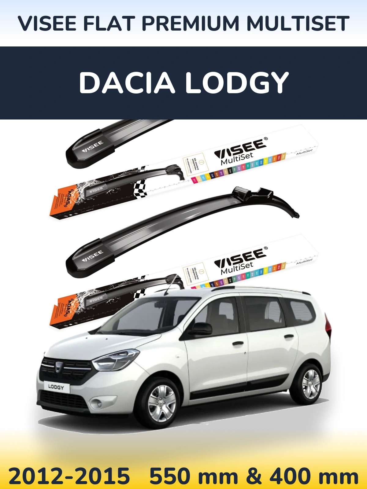 Sada předních stěračů VISEE FLAT PREMIUM MultiSet 550 a 400 mm pro Dacia Lodgy 2012-2015