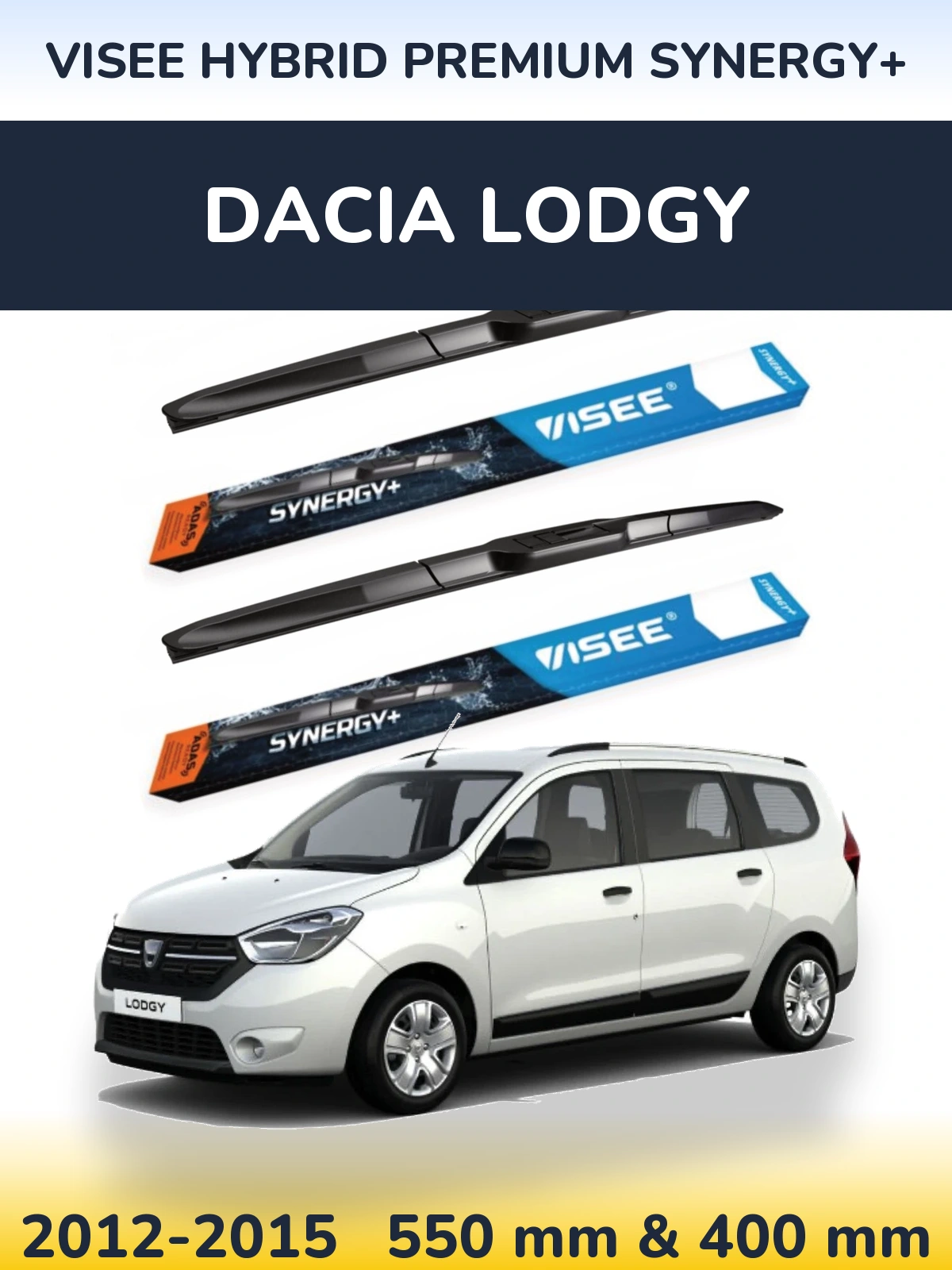 Sada předních stěračů VISEE HYBRID PREMIUM SYNERGY+ 550 a 400 mm pro Dacia Lodgy 2012-2015