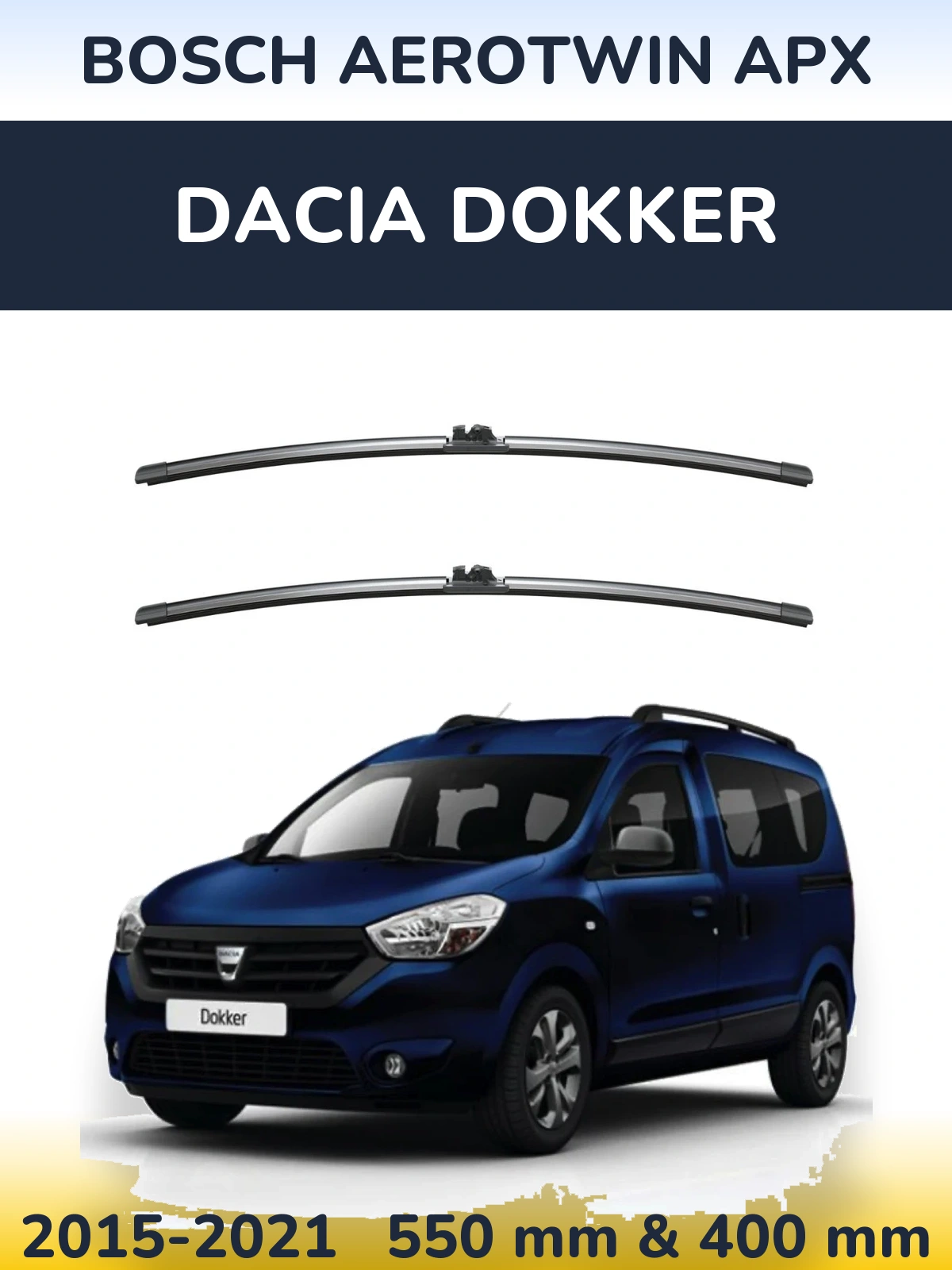 Sada předních stěračů BOSCH AeroTwin APX 550 a 400 mm pro Dacia Dokker 2015-2021