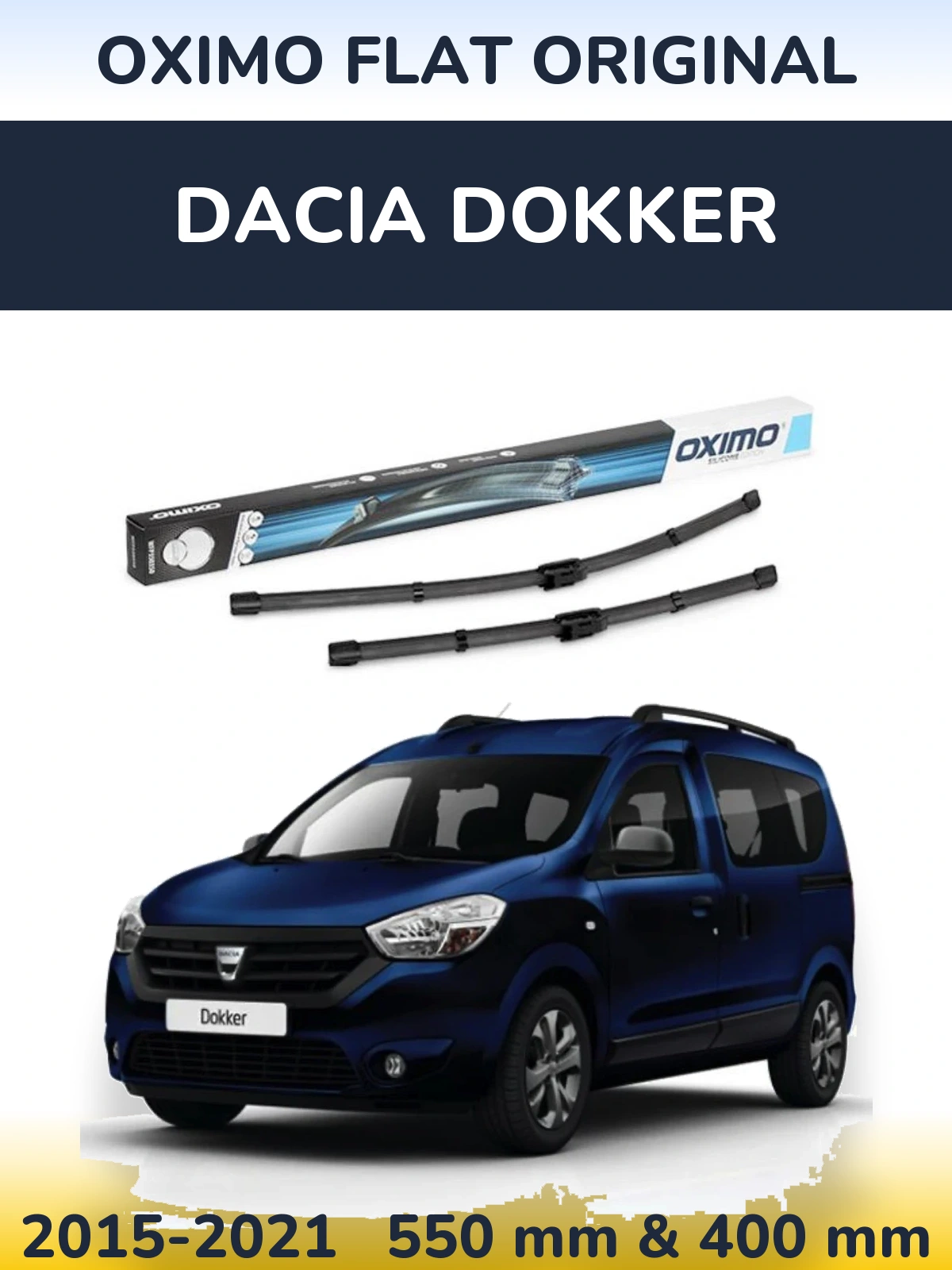 Sada předních stěračů Oximo Flat Original 550 a 400 mm pro Dacia Dokker 2015-2021