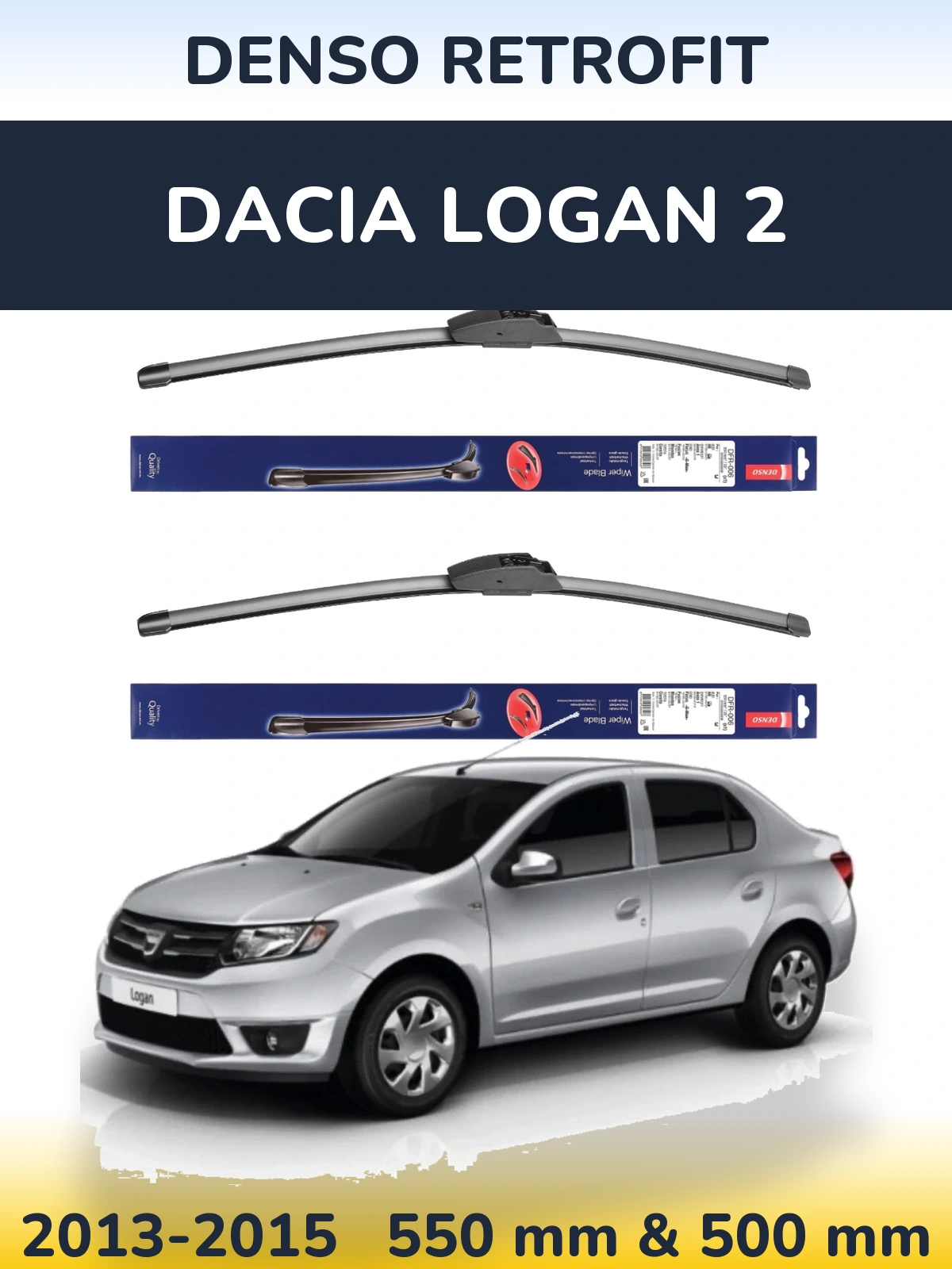 Комплект передніх щіток Denso Retrofit 550 & 500 мм для Dacia Logan 2 2013-2015
